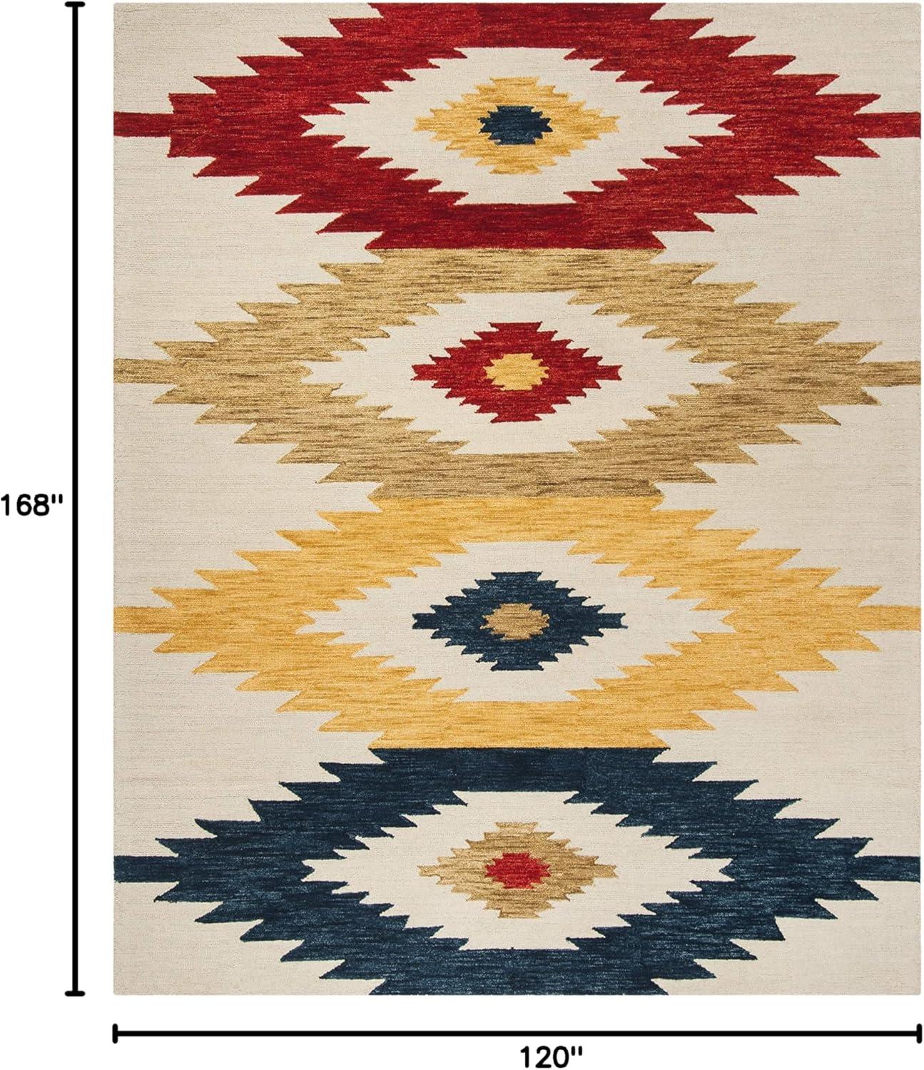 image:imageSAFAVIEH Aspen Collection Accent Rug 4 x 6 Ivory amp Multi Handmade Moroccan Boho Tribal Wool Ideal for High Traffic Areas in Entryway Living Room Bedroom APN704AIvoryMulti