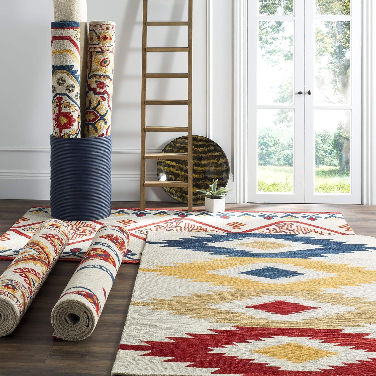image:imageSAFAVIEH Aspen Collection Accent Rug 4 x 6 Ivory amp Multi Handmade Moroccan Boho Tribal Wool Ideal for High Traffic Areas in Entryway Living Room Bedroom APN704AIvoryMulti