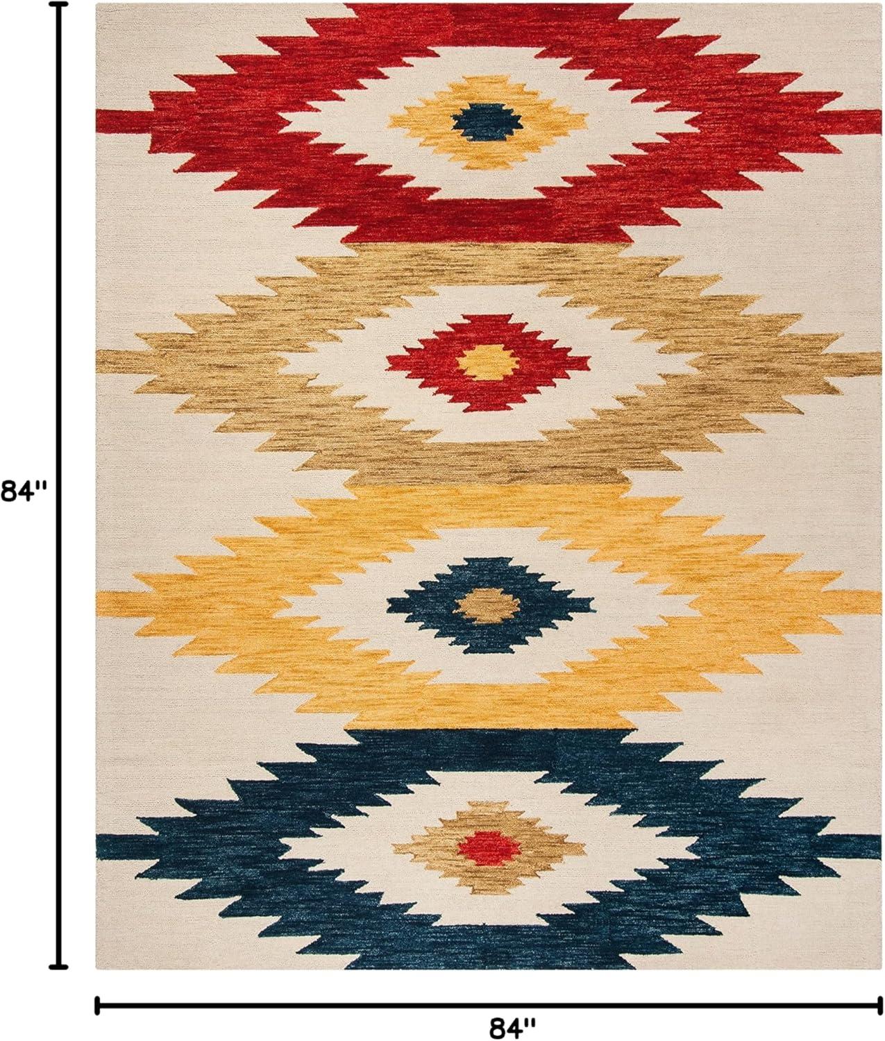 image:imageSAFAVIEH Aspen Collection Accent Rug 4 x 6 Ivory amp Multi Handmade Moroccan Boho Tribal Wool Ideal for High Traffic Areas in Entryway Living Room Bedroom APN704AGreenRed