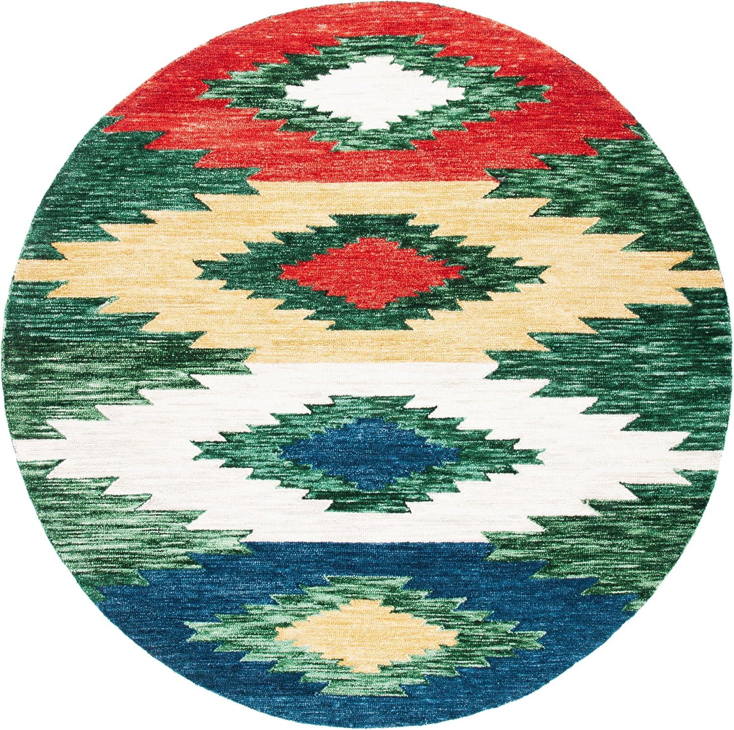 image:imageSAFAVIEH Aspen Collection Accent Rug 4 x 6 Ivory amp Multi Handmade Moroccan Boho Tribal Wool Ideal for High Traffic Areas in Entryway Living Room Bedroom APN704AGreenRed