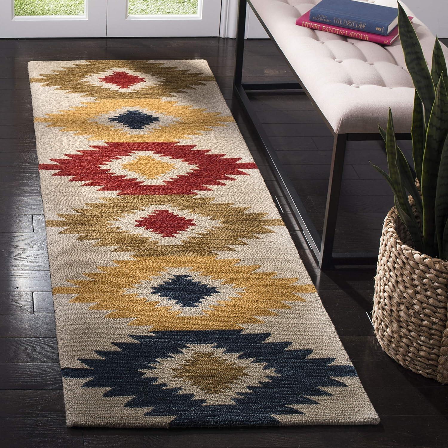 image:imageSAFAVIEH Aspen Collection Accent Rug 4 x 6 Ivory amp Multi Handmade Moroccan Boho Tribal Wool Ideal for High Traffic Areas in Entryway Living Room Bedroom APN704AIvoryMulti