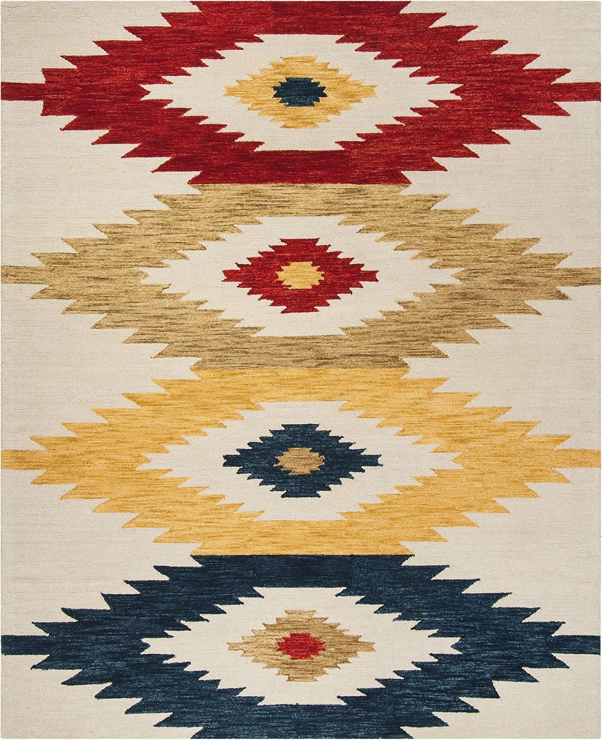 image:imageSAFAVIEH Aspen Collection Accent Rug 4 x 6 Ivory amp Multi Handmade Moroccan Boho Tribal Wool Ideal for High Traffic Areas in Entryway Living Room Bedroom APN704AIvoryMulti
