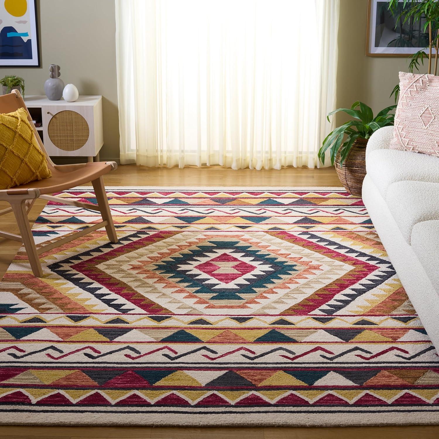 image:imageSAFAVIEH Aspen Collection Area Rug 5 x 8 Rust amp Ivory Handmade Moroccan Boho Tribal Wool Ideal for High Traffic Areas in Living Room Bedroom APN806PRustIvory