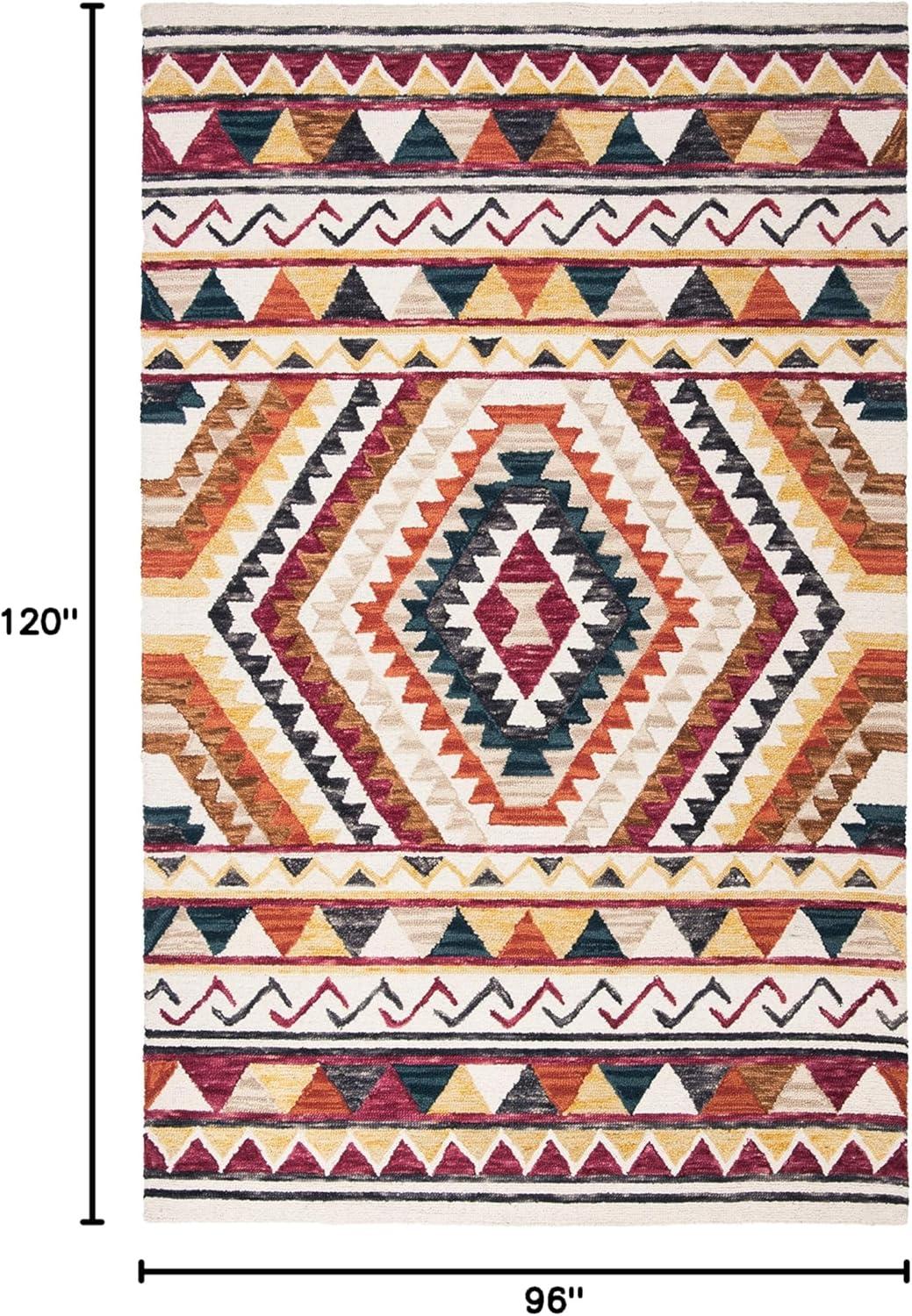 image:imageSAFAVIEH Aspen Collection Area Rug 5 x 8 Rust amp Ivory Handmade Moroccan Boho Tribal Wool Ideal for High Traffic Areas in Living Room Bedroom APN806PRustIvory