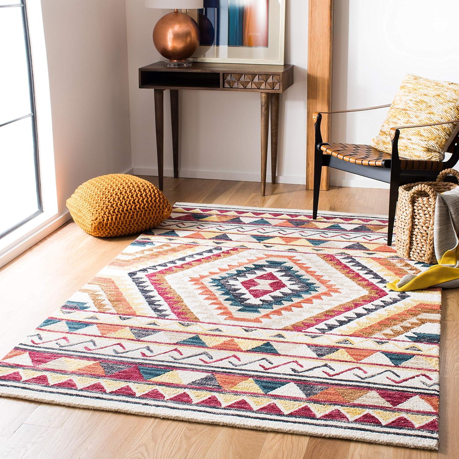 image:imageSAFAVIEH Aspen Collection Area Rug 5 x 8 Rust amp Ivory Handmade Moroccan Boho Tribal Wool Ideal for High Traffic Areas in Living Room Bedroom APN806PRustIvory