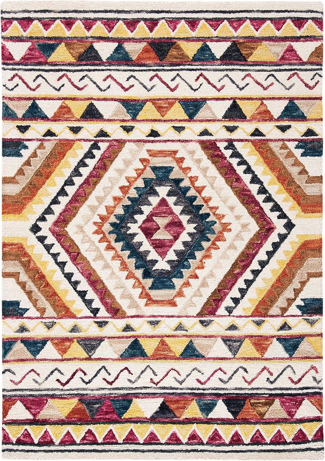 image:imageSAFAVIEH Aspen Collection Area Rug 5 x 8 Rust amp Ivory Handmade Moroccan Boho Tribal Wool Ideal for High Traffic Areas in Living Room Bedroom APN806PRustIvory