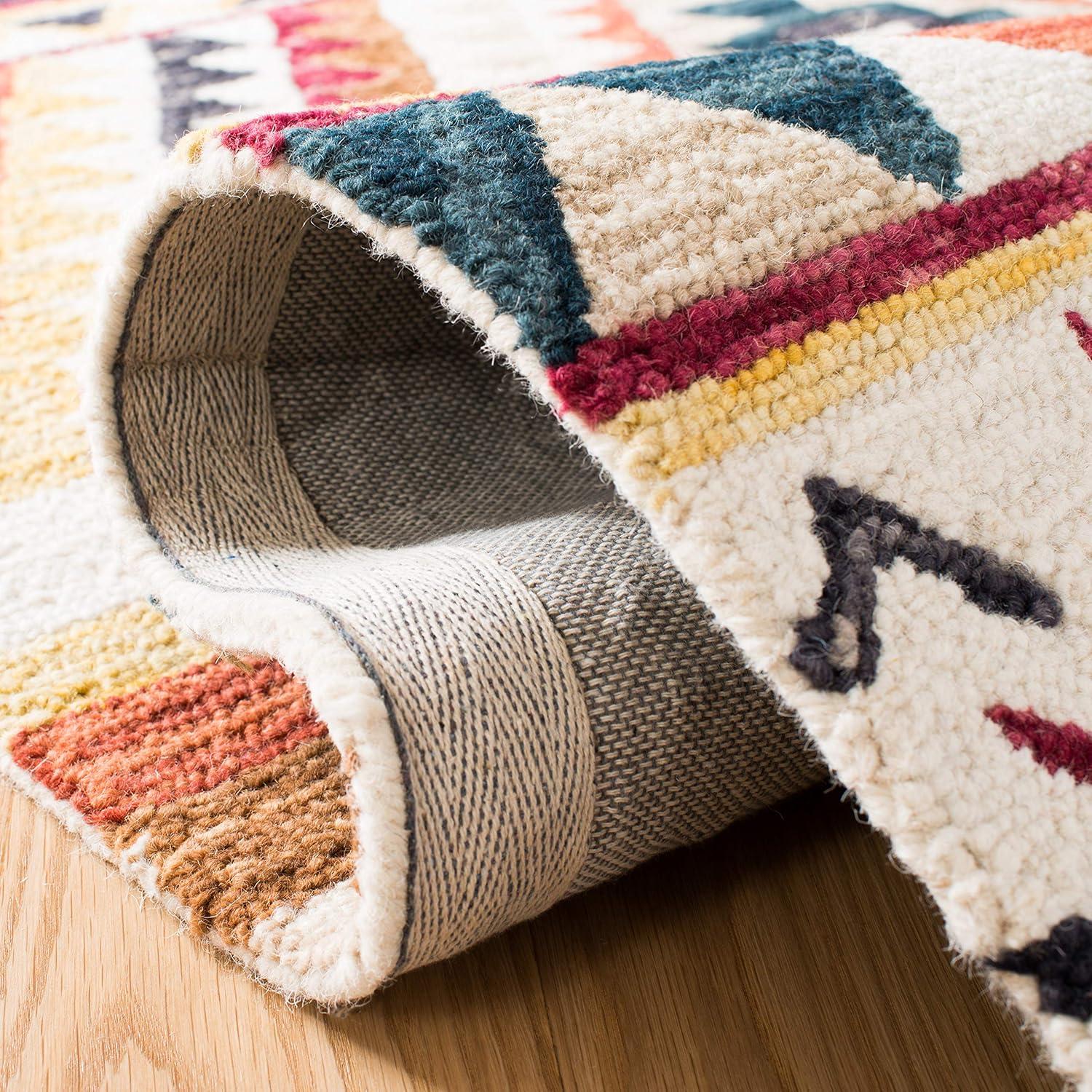 image:imageSAFAVIEH Aspen Collection Area Rug 5 x 8 Rust amp Ivory Handmade Moroccan Boho Tribal Wool Ideal for High Traffic Areas in Living Room Bedroom APN806PRustIvory