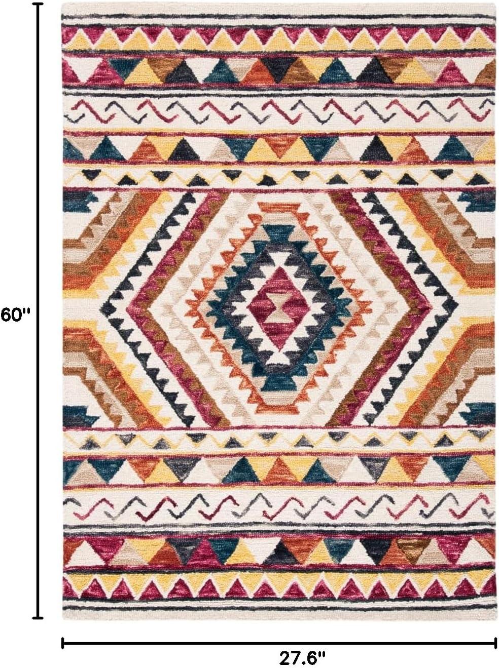 image:imageSAFAVIEH Aspen Collection Area Rug 5 x 8 Rust amp Ivory Handmade Moroccan Boho Tribal Wool Ideal for High Traffic Areas in Living Room Bedroom APN806PRustIvory