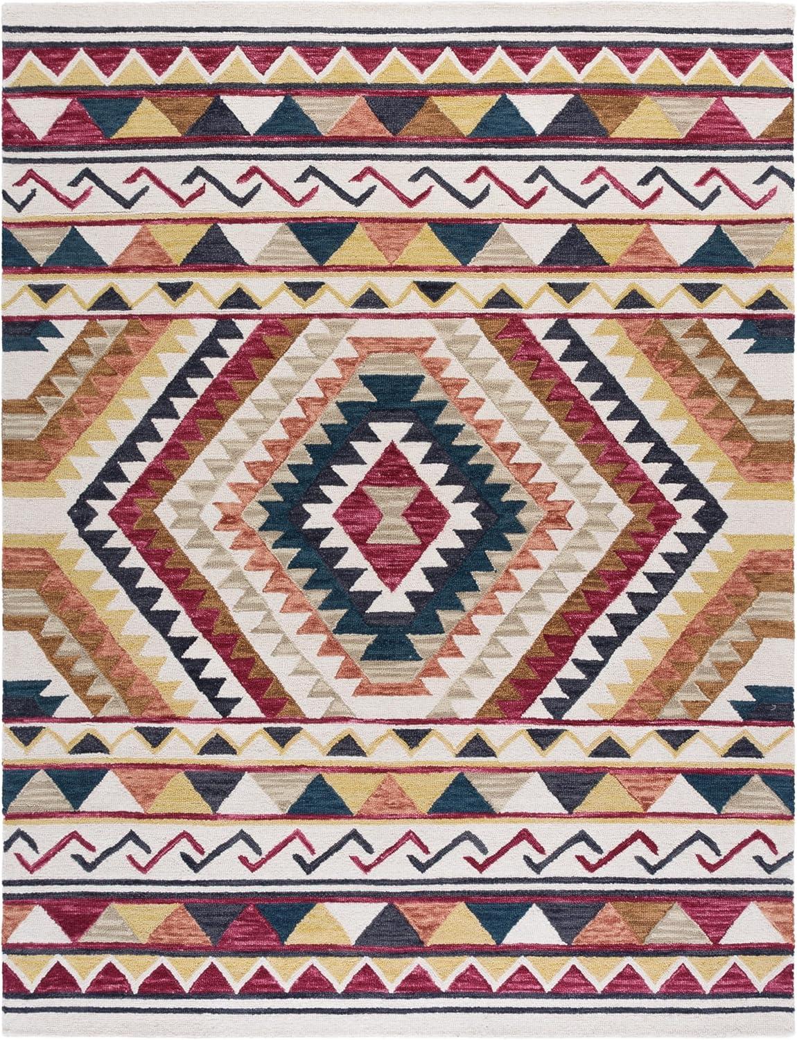 image:imageSAFAVIEH Aspen Collection Area Rug 5 x 8 Rust amp Ivory Handmade Moroccan Boho Tribal Wool Ideal for High Traffic Areas in Living Room Bedroom APN806PRustIvory