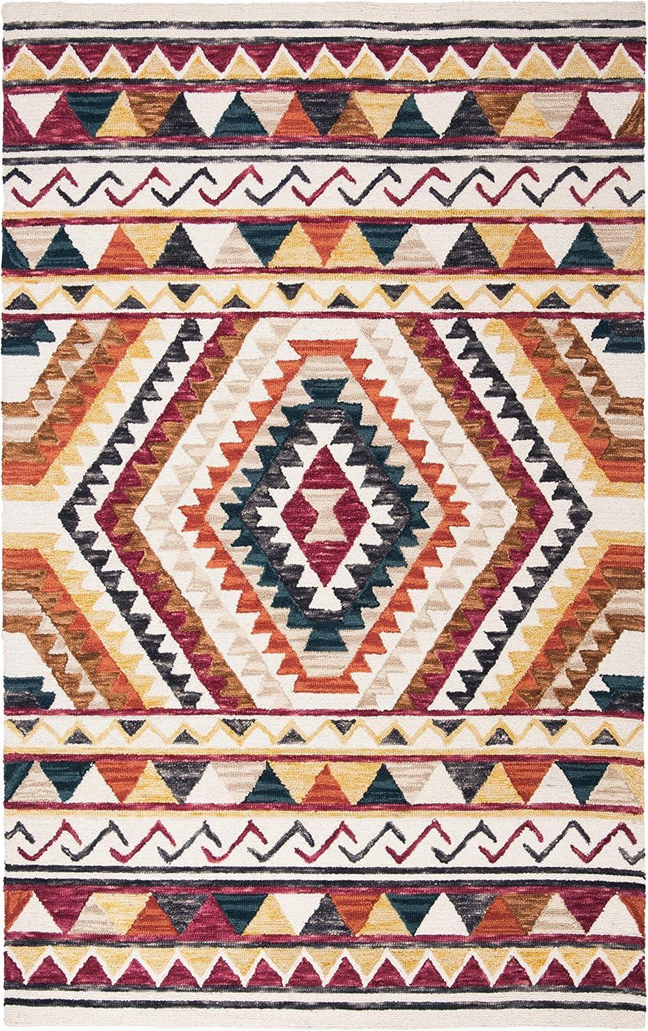 image:imageSAFAVIEH Aspen Collection Area Rug 5 x 8 Rust amp Ivory Handmade Moroccan Boho Tribal Wool Ideal for High Traffic Areas in Living Room Bedroom APN806PRustIvory