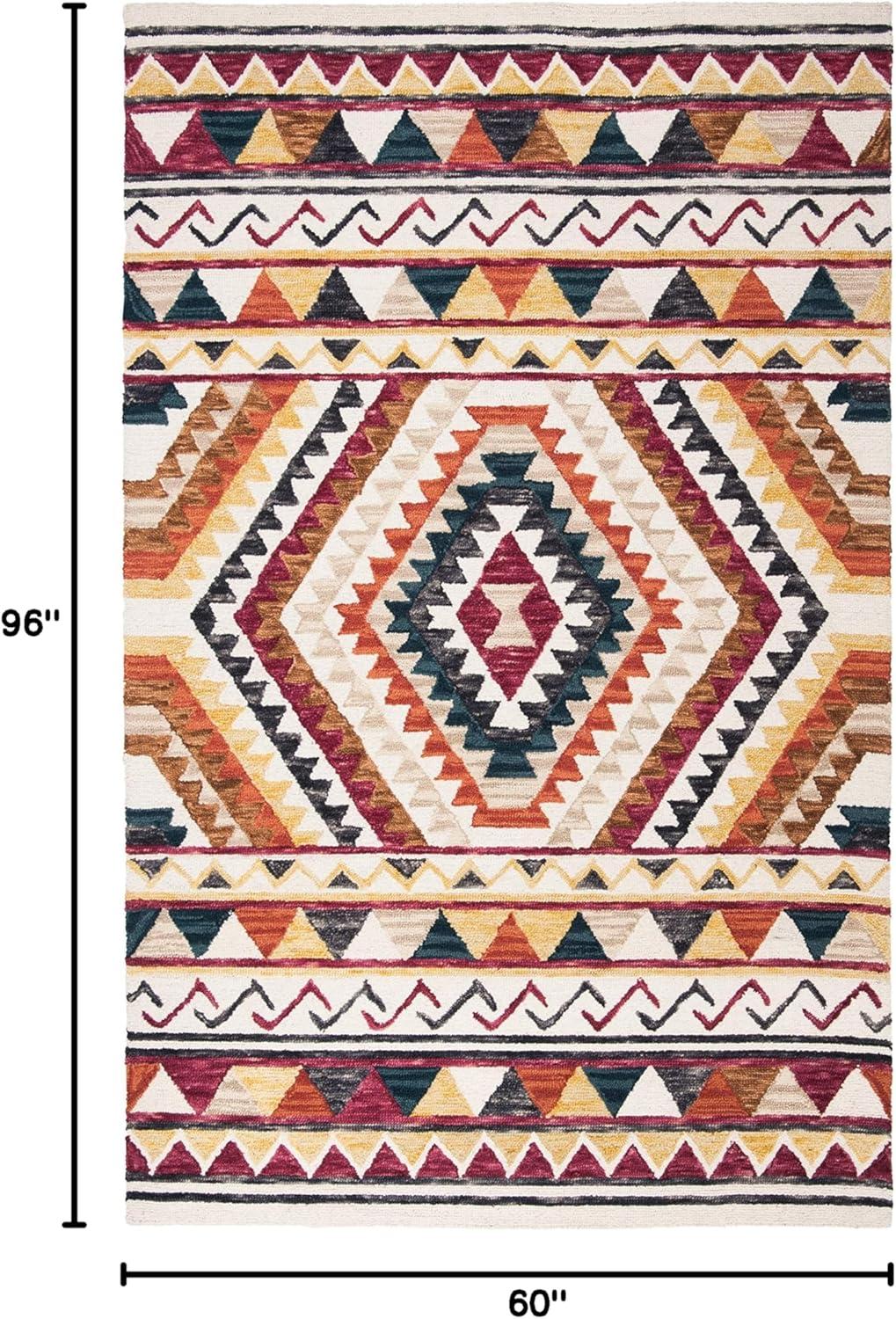 image:imageSAFAVIEH Aspen Collection Area Rug 5 x 8 Rust amp Ivory Handmade Moroccan Boho Tribal Wool Ideal for High Traffic Areas in Living Room Bedroom APN806PRustIvory