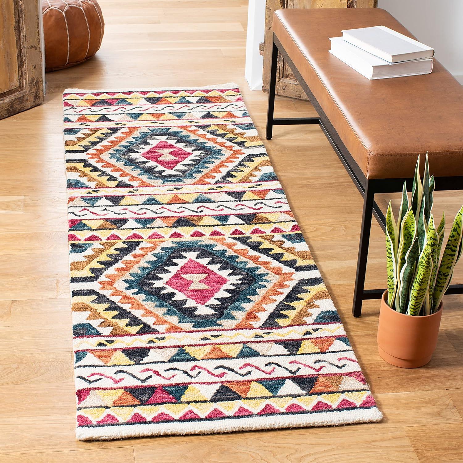 image:imageSAFAVIEH Aspen Collection Area Rug 5 x 8 Rust amp Ivory Handmade Moroccan Boho Tribal Wool Ideal for High Traffic Areas in Living Room Bedroom APN806PRustIvory