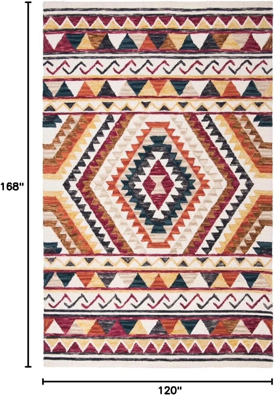 image:imageSAFAVIEH Aspen Collection Area Rug 5 x 8 Rust amp Ivory Handmade Moroccan Boho Tribal Wool Ideal for High Traffic Areas in Living Room Bedroom APN806PRustIvory
