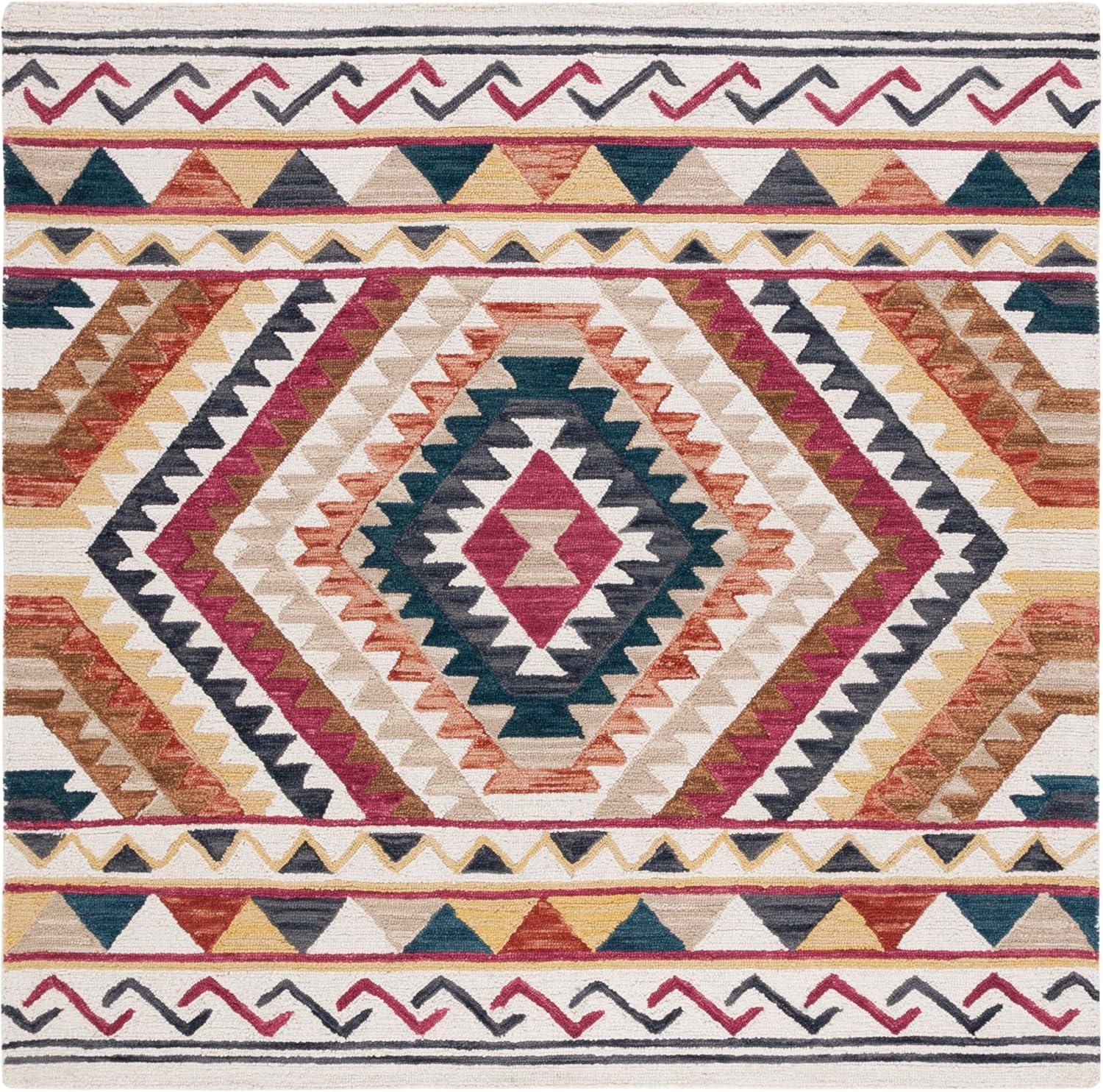 image:imageSAFAVIEH Aspen Collection Area Rug 5 x 8 Rust amp Ivory Handmade Moroccan Boho Tribal Wool Ideal for High Traffic Areas in Living Room Bedroom APN806PRustIvory