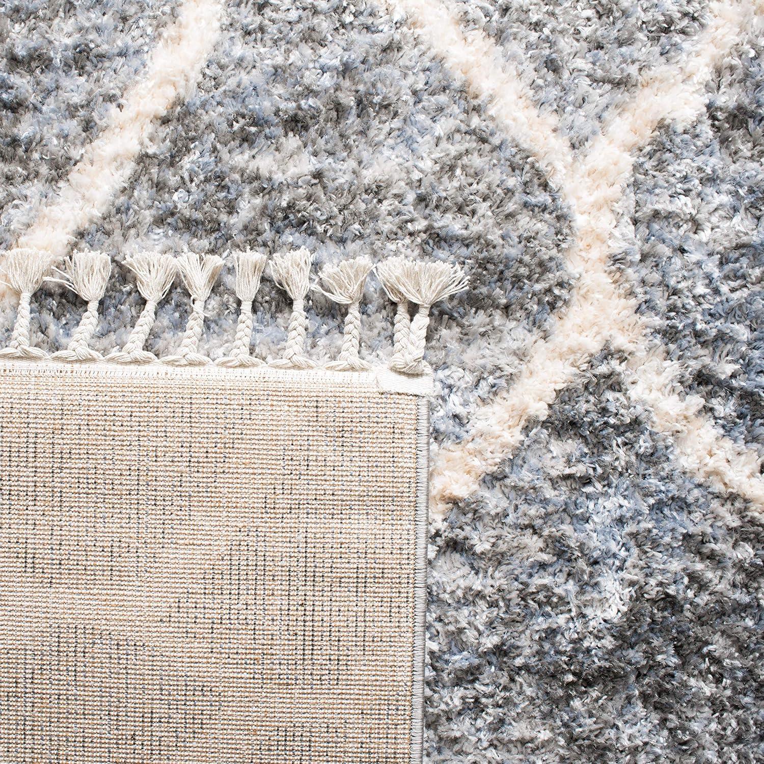 image:imageSAFAVIEH Berber Fringe Shag Collection Area Rug 53 x 76 Grey amp Cream Moroccan Design NonShedding amp Easy Care 12inch Thick Ideal for High Traffic Areas in Living Room Bedroom BFG629FGreyCream