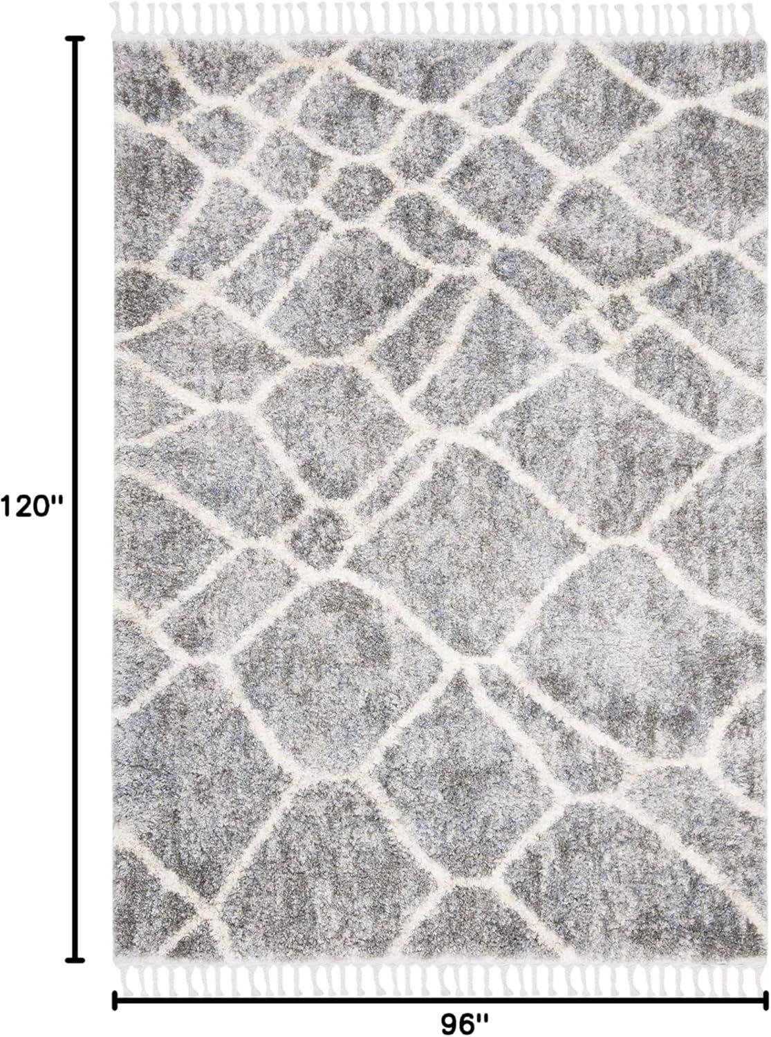 image:imageSAFAVIEH Berber Fringe Shag Collection Area Rug 53 x 76 Grey amp Cream Moroccan Design NonShedding amp Easy Care 12inch Thick Ideal for High Traffic Areas in Living Room Bedroom BFG629FGreyCream