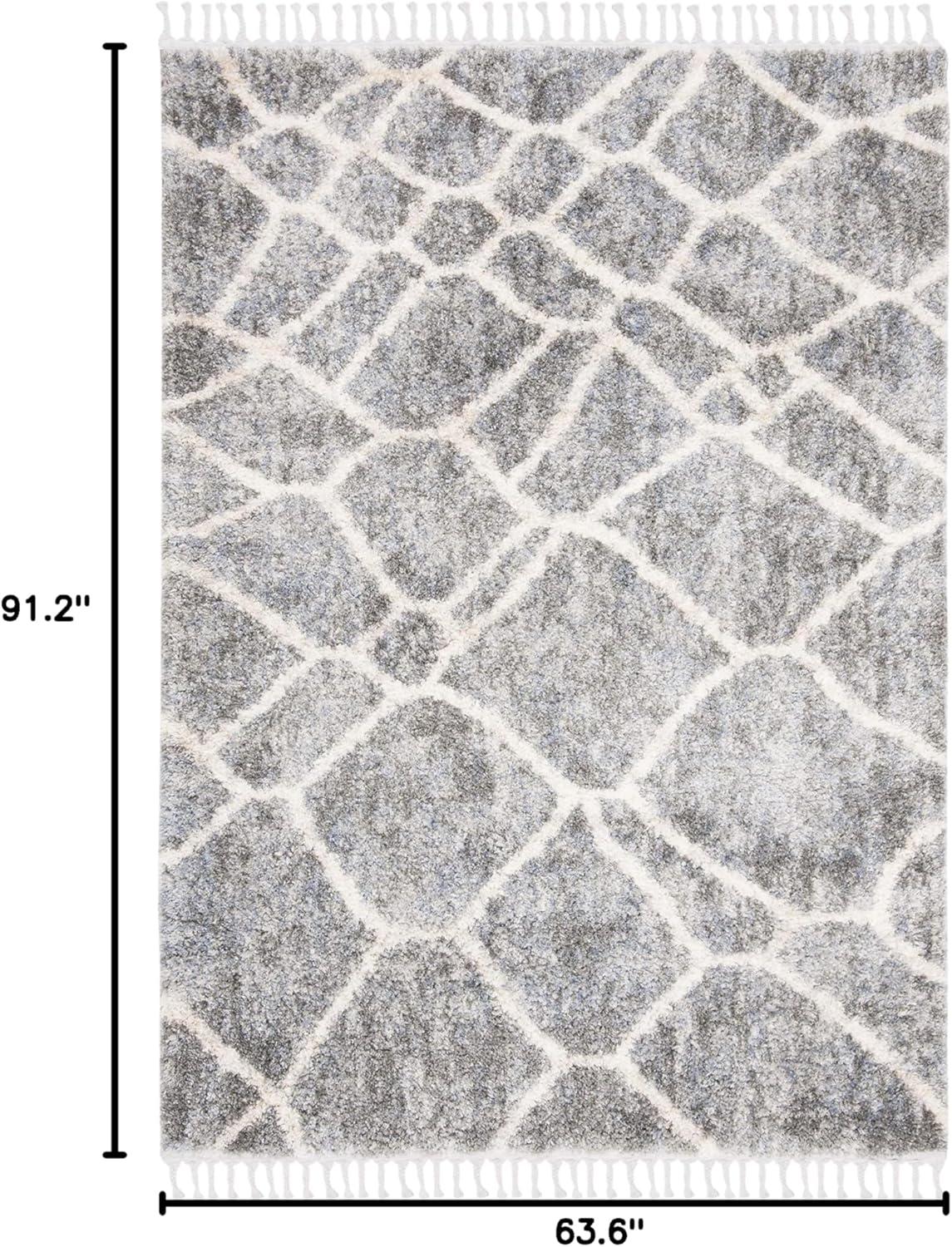 image:imageSAFAVIEH Berber Fringe Shag Collection Area Rug 53 x 76 Grey amp Cream Moroccan Design NonShedding amp Easy Care 12inch Thick Ideal for High Traffic Areas in Living Room Bedroom BFG629FGreyCream