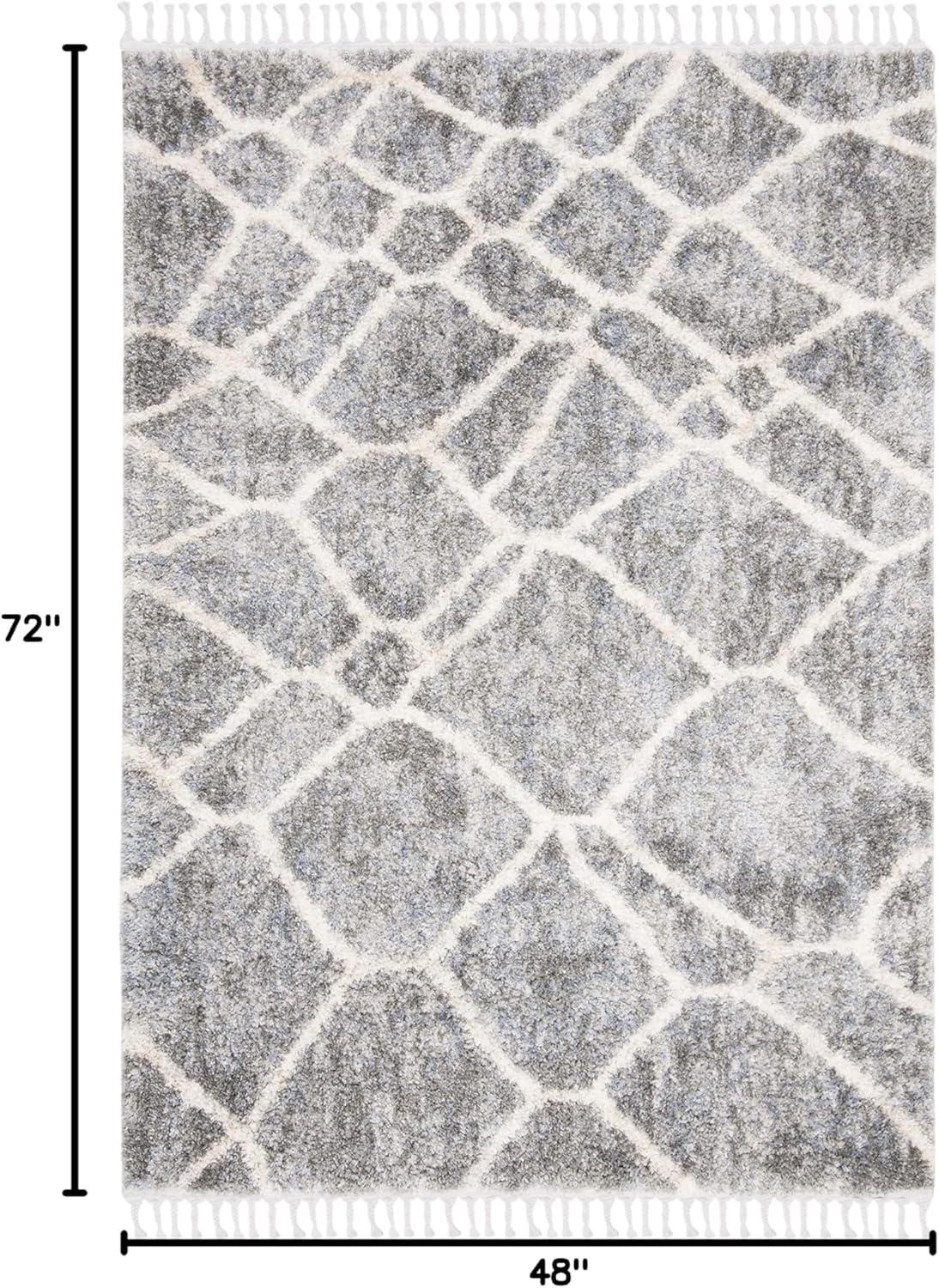 image:imageSAFAVIEH Berber Fringe Shag Collection Area Rug 53 x 76 Grey amp Cream Moroccan Design NonShedding amp Easy Care 12inch Thick Ideal for High Traffic Areas in Living Room Bedroom BFG629FGreyCream