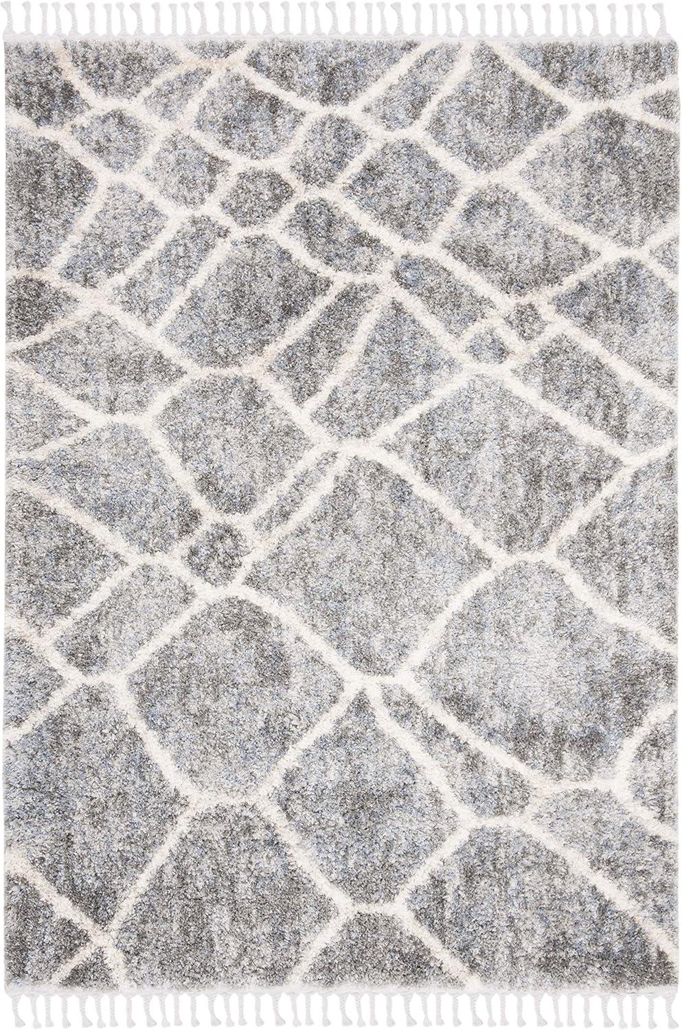 image:imageSAFAVIEH Berber Fringe Shag Collection Area Rug 53 x 76 Grey amp Cream Moroccan Design NonShedding amp Easy Care 12inch Thick Ideal for High Traffic Areas in Living Room Bedroom BFG629FGreyCream