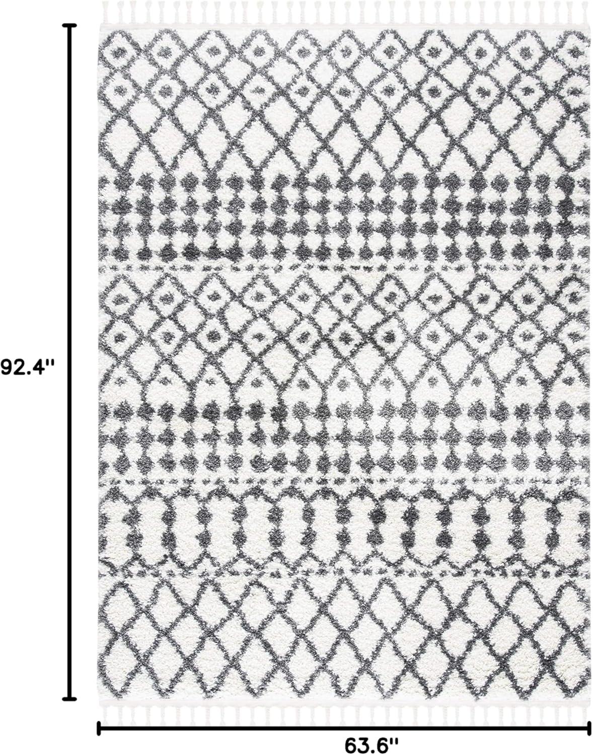 image:imageSAFAVIEH Berber Fringe Shag Collection Area Rug 53 x 77 Ivory amp Dark Grey Moroccan NonShedding amp Easy Care 12inch Thick Ideal for High Traffic Areas in Living Room Bedroom BFG538AIvoryDark Grey