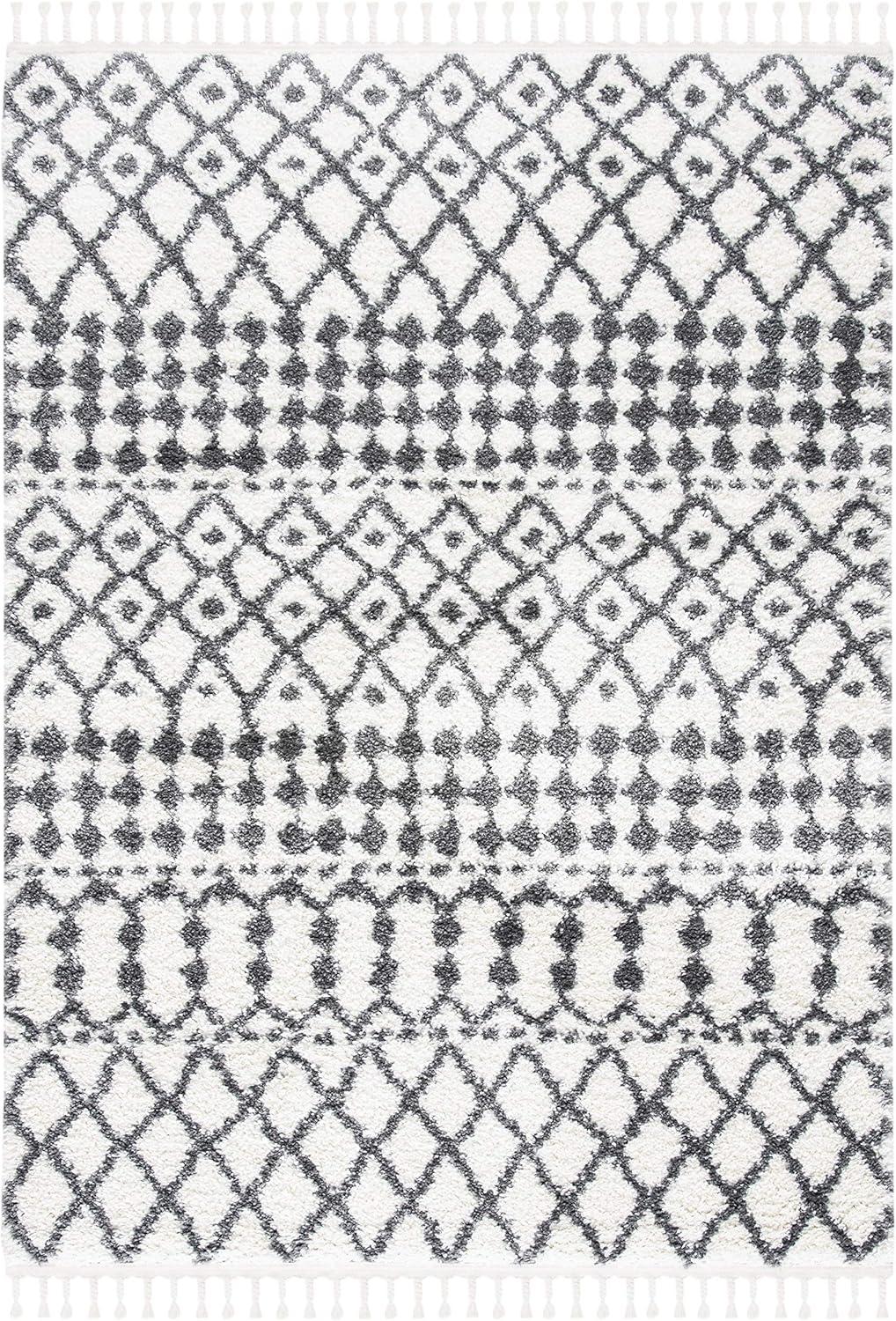 image:imageSAFAVIEH Berber Fringe Shag Collection Area Rug 53 x 77 Ivory amp Dark Grey Moroccan NonShedding amp Easy Care 12inch Thick Ideal for High Traffic Areas in Living Room Bedroom BFG538AIvoryDark Grey