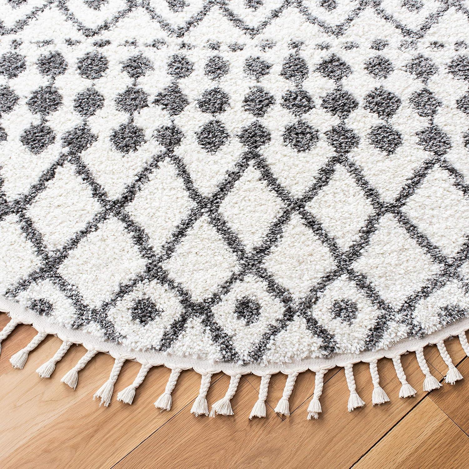 image:imageSAFAVIEH Berber Fringe Shag Collection Area Rug 53 x 77 Ivory amp Dark Grey Moroccan NonShedding amp Easy Care 12inch Thick Ideal for High Traffic Areas in Living Room Bedroom BFG538AIvoryDark Grey