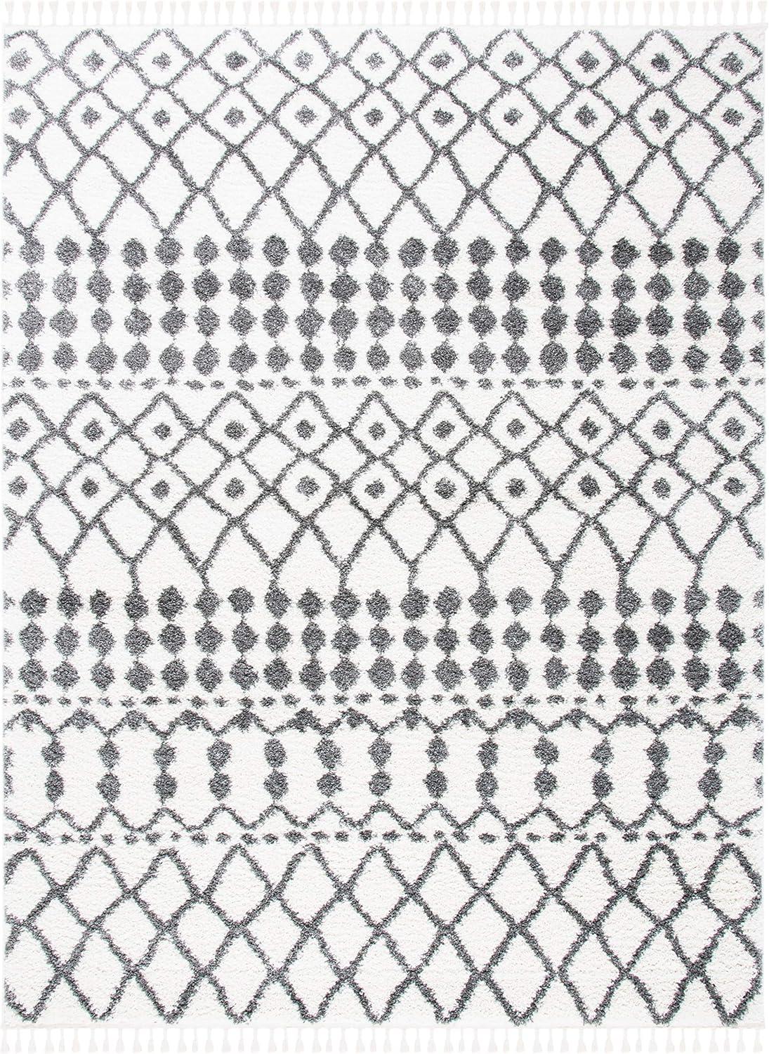 image:imageSAFAVIEH Berber Fringe Shag Collection Area Rug 53 x 77 Ivory amp Dark Grey Moroccan NonShedding amp Easy Care 12inch Thick Ideal for High Traffic Areas in Living Room Bedroom BFG538AIvoryDark Grey