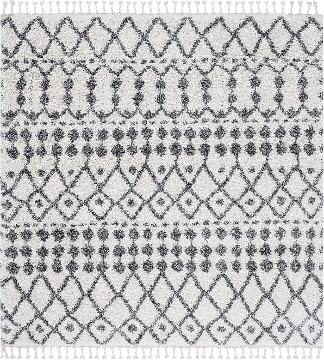 image:imageSAFAVIEH Berber Fringe Shag Collection Area Rug 53 x 77 Ivory amp Dark Grey Moroccan NonShedding amp Easy Care 12inch Thick Ideal for High Traffic Areas in Living Room Bedroom BFG538AIvoryDark Grey