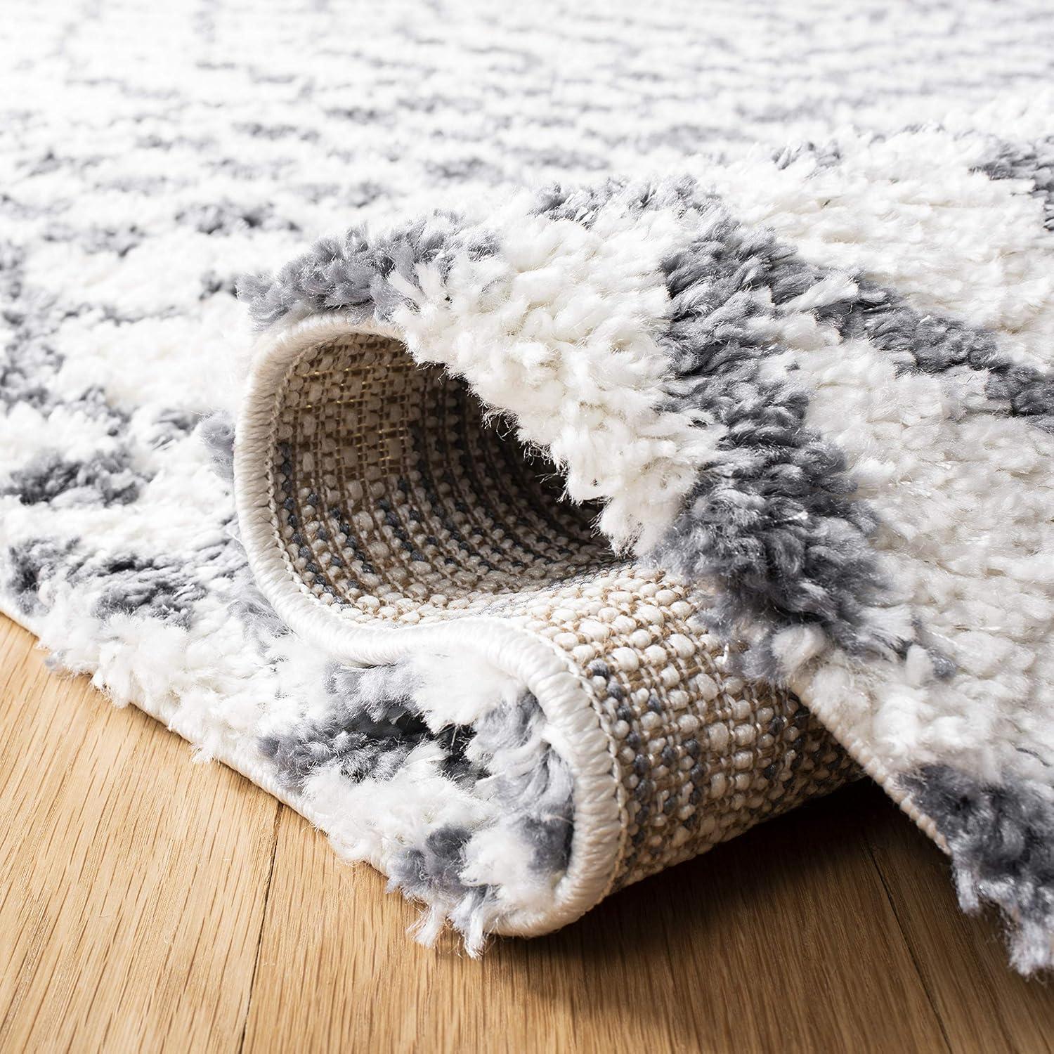 image:imageSAFAVIEH Berber Fringe Shag Collection Area Rug 53 x 77 Ivory amp Dark Grey Moroccan NonShedding amp Easy Care 12inch Thick Ideal for High Traffic Areas in Living Room Bedroom BFG538AIvoryDark Grey