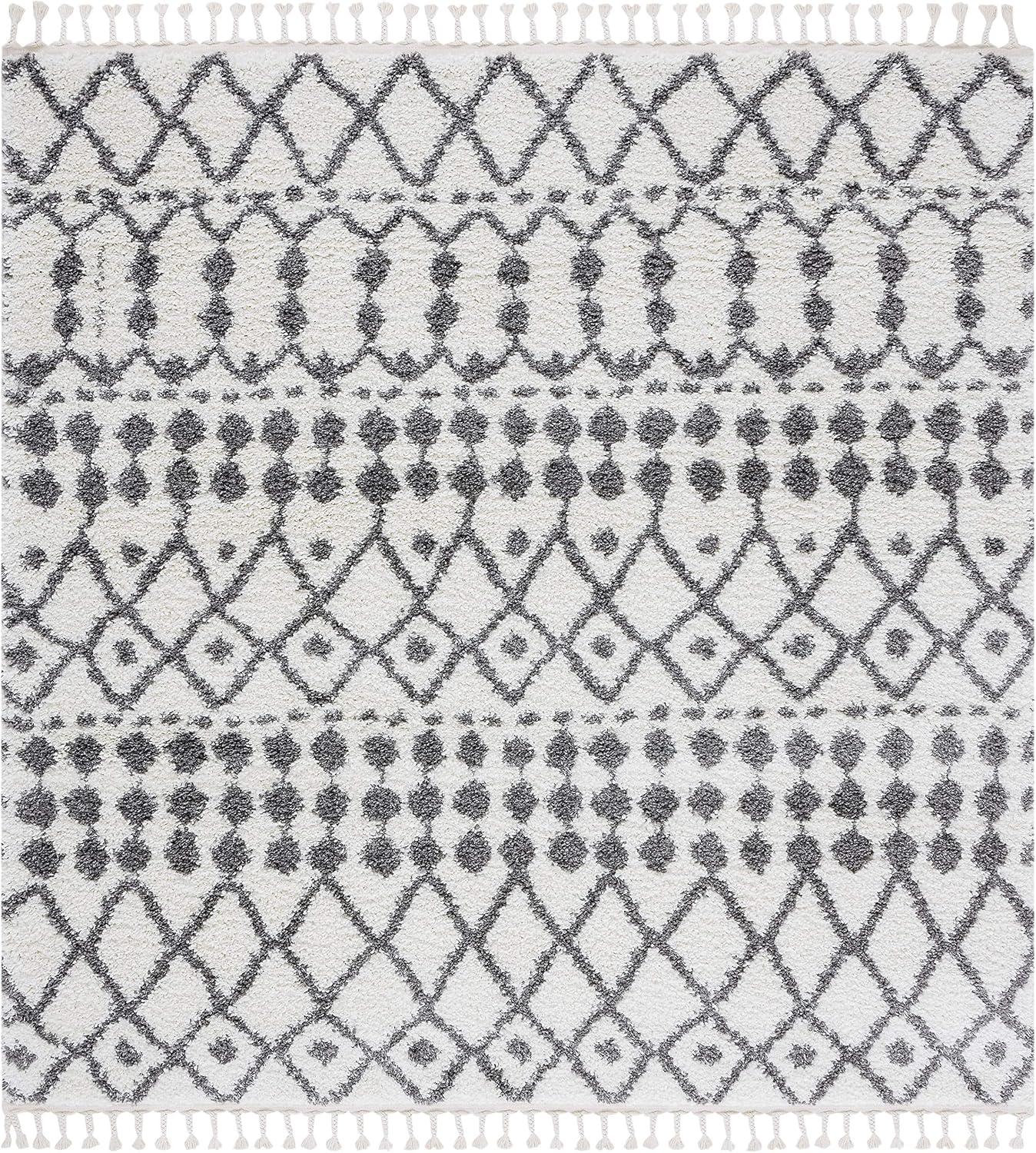 image:imageSAFAVIEH Berber Fringe Shag Collection Area Rug 53 x 77 Ivory amp Dark Grey Moroccan NonShedding amp Easy Care 12inch Thick Ideal for High Traffic Areas in Living Room Bedroom BFG538AIvoryDark Grey