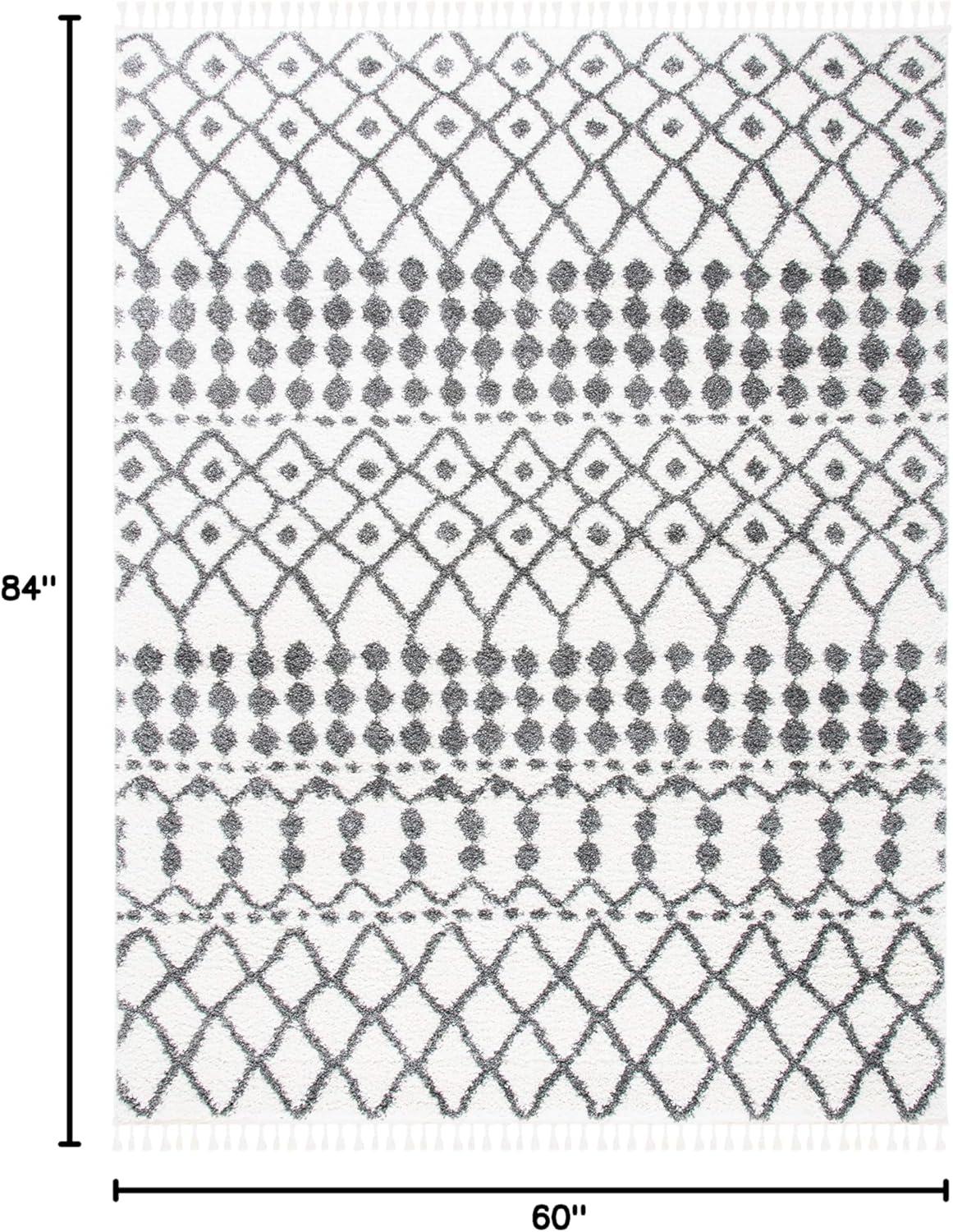 image:imageSAFAVIEH Berber Fringe Shag Collection Area Rug 53 x 77 Ivory amp Dark Grey Moroccan NonShedding amp Easy Care 12inch Thick Ideal for High Traffic Areas in Living Room Bedroom BFG538AIvoryDark Grey