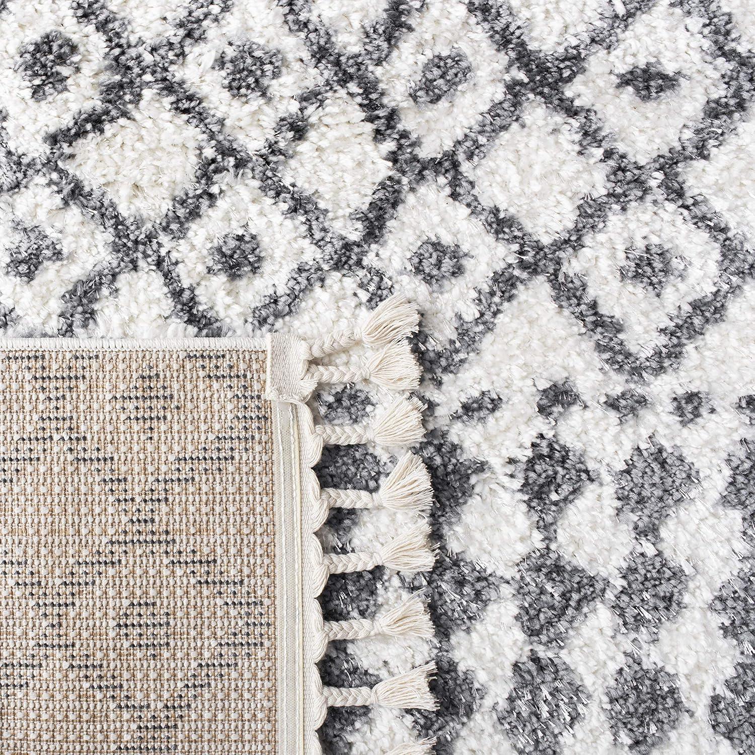 image:imageSAFAVIEH Berber Fringe Shag Collection Area Rug 53 x 77 Ivory amp Dark Grey Moroccan NonShedding amp Easy Care 12inch Thick Ideal for High Traffic Areas in Living Room Bedroom BFG538AIvoryDark Grey
