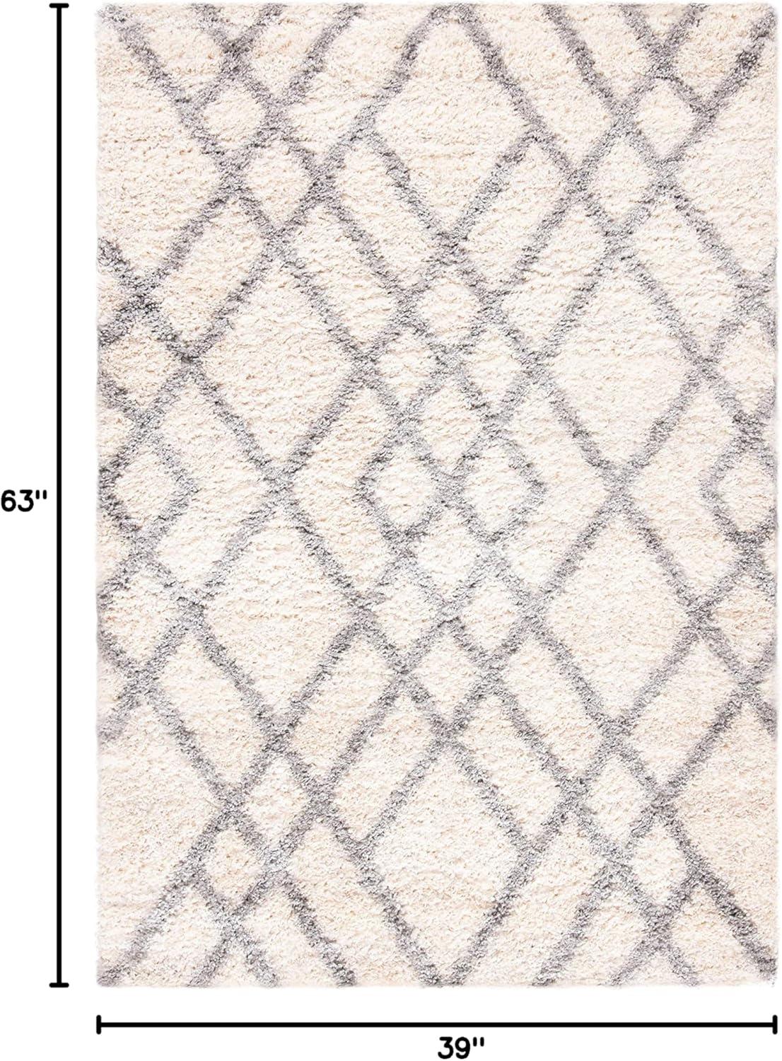 image:imageSAFAVIEH Berber Shag Collection 5 x 7 CreamGrey BER214A Moroccan NonShedding Living Room Bedroom Dining Room Entryway Plush 12inch Thick Area RugCreamGrey