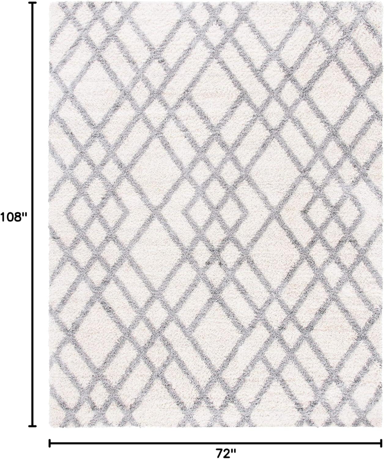 image:imageSAFAVIEH Berber Shag Collection 5 x 7 CreamGrey BER214A Moroccan NonShedding Living Room Bedroom Dining Room Entryway Plush 12inch Thick Area RugCreamGrey
