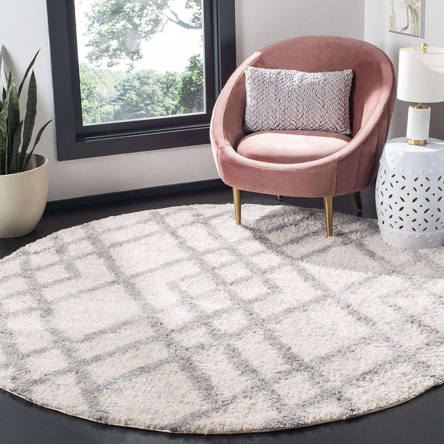 image:imageSAFAVIEH Berber Shag Collection 5 x 7 CreamGrey BER214A Moroccan NonShedding Living Room Bedroom Dining Room Entryway Plush 12inch Thick Area RugCreamGrey
