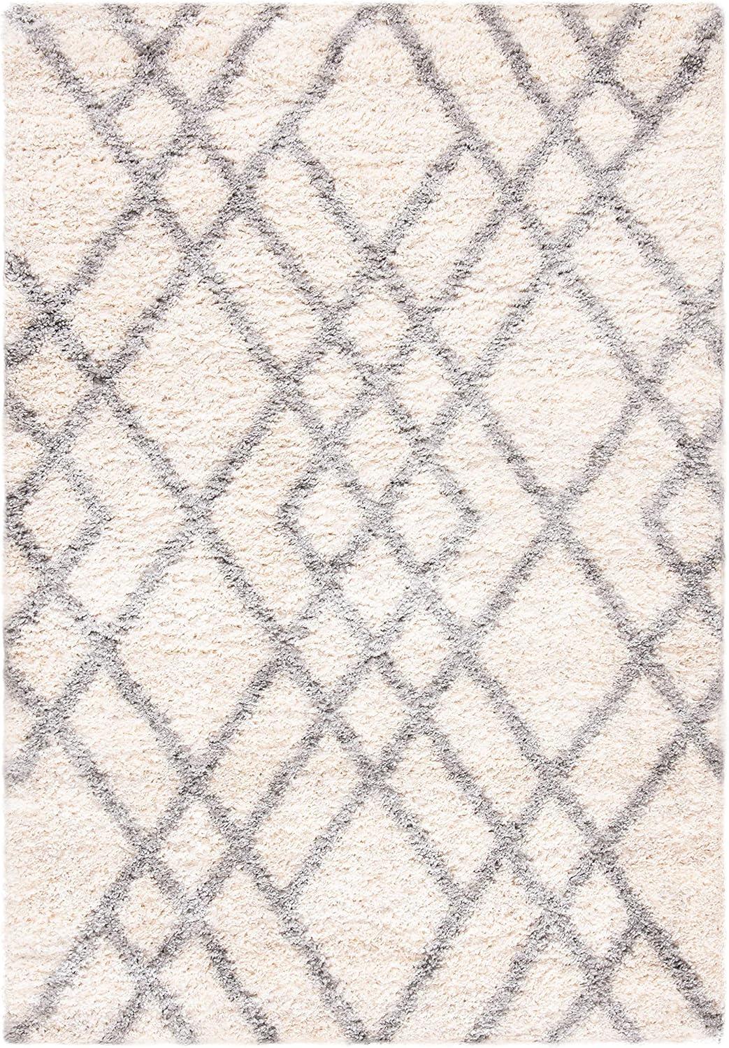 image:imageSAFAVIEH Berber Shag Collection 5 x 7 CreamGrey BER214A Moroccan NonShedding Living Room Bedroom Dining Room Entryway Plush 12inch Thick Area RugCreamGrey