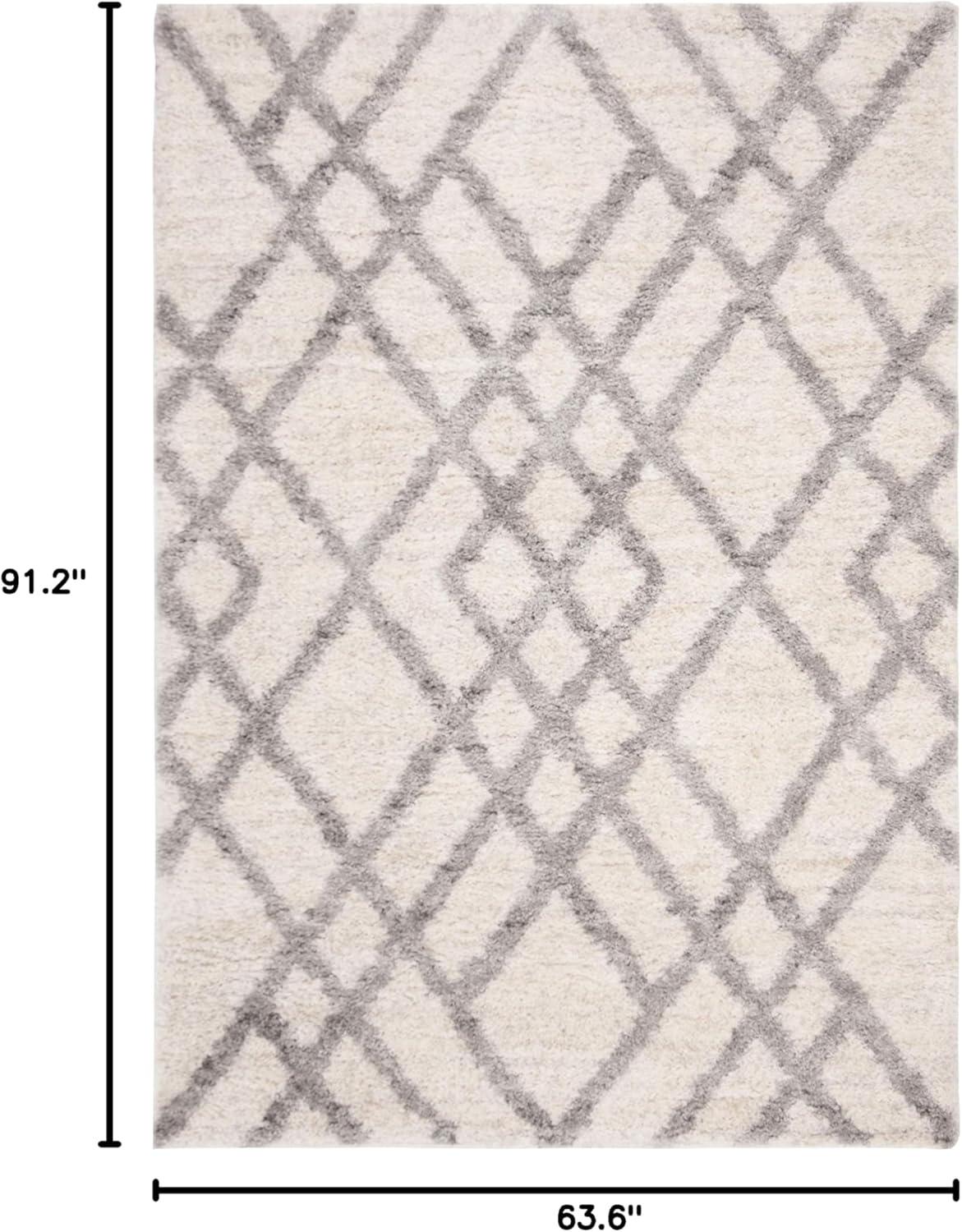image:imageSAFAVIEH Berber Shag Collection 5 x 7 CreamGrey BER214A Moroccan NonShedding Living Room Bedroom Dining Room Entryway Plush 12inch Thick Area RugCreamGrey