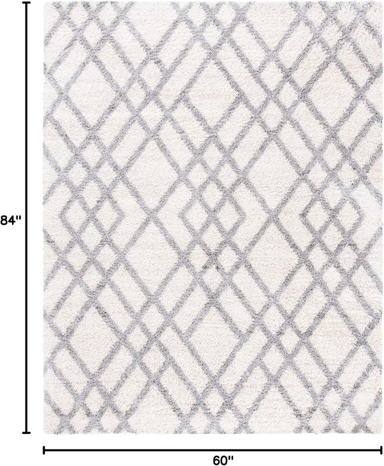 image:imageSAFAVIEH Berber Shag Collection 5 x 7 CreamGrey BER214A Moroccan NonShedding Living Room Bedroom Dining Room Entryway Plush 12inch Thick Area RugCreamGrey