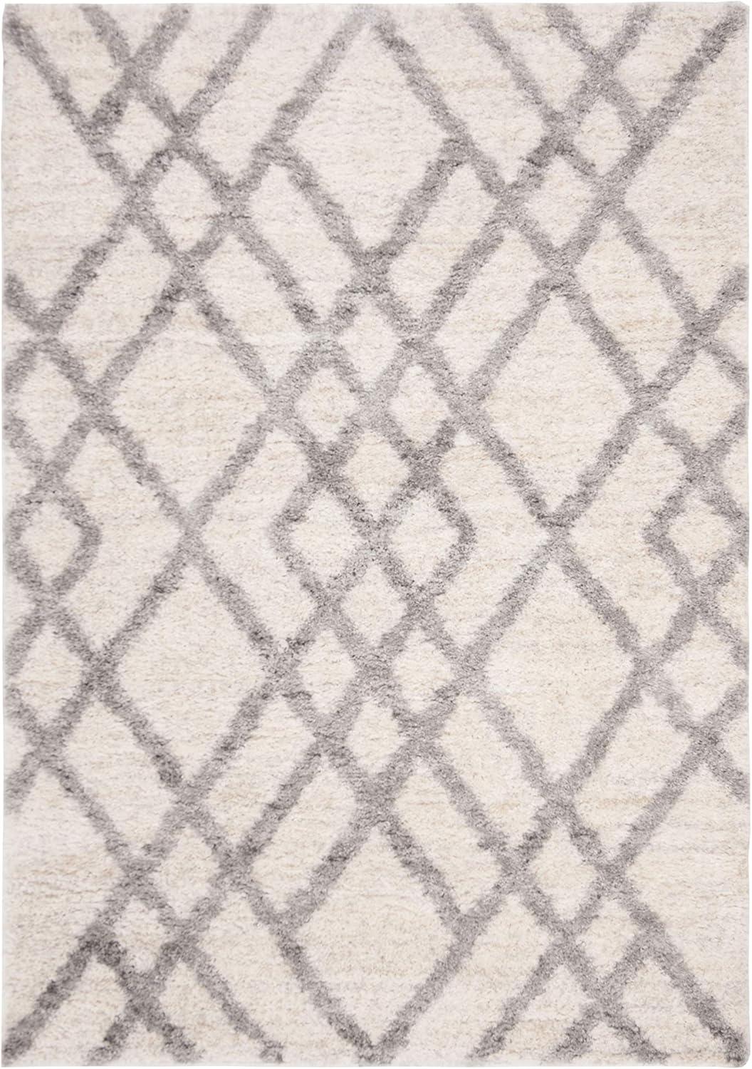 image:imageSAFAVIEH Berber Shag Collection 5 x 7 CreamGrey BER214A Moroccan NonShedding Living Room Bedroom Dining Room Entryway Plush 12inch Thick Area RugCreamGrey