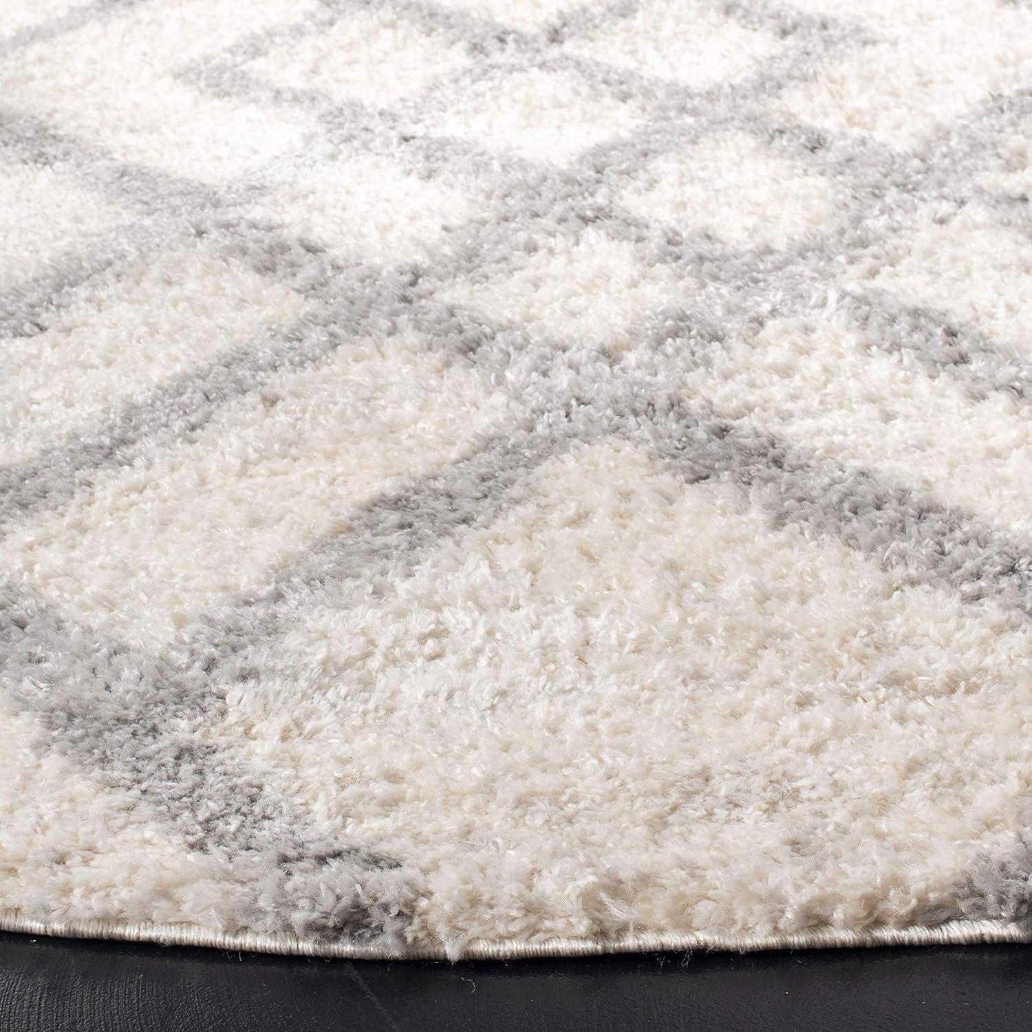 image:imageSAFAVIEH Berber Shag Collection 5 x 7 CreamGrey BER214A Moroccan NonShedding Living Room Bedroom Dining Room Entryway Plush 12inch Thick Area RugCreamGrey
