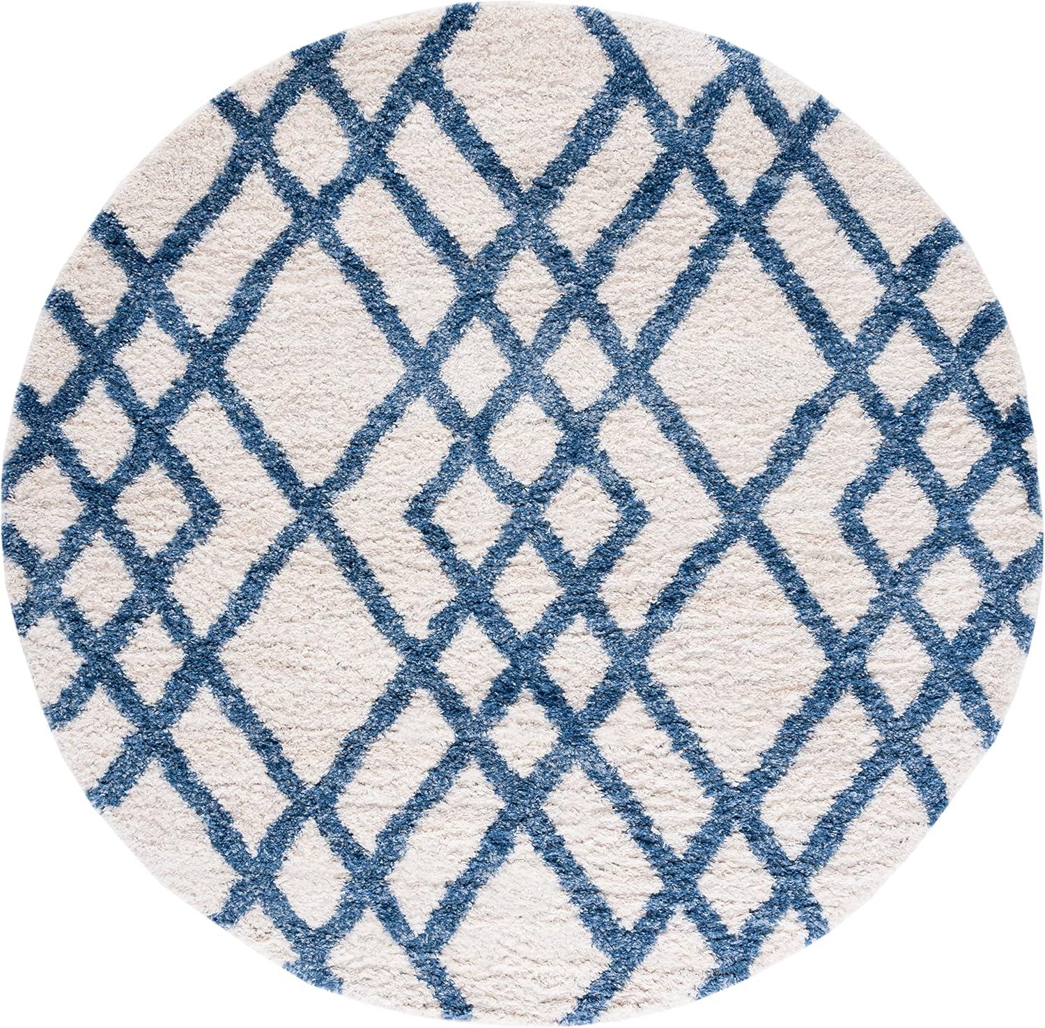 image:imageSAFAVIEH Berber Shag Collection 5 x 7 CreamGrey BER214A Moroccan NonShedding Living Room Bedroom Dining Room Entryway Plush 12inch Thick Area RugIvoryBlue