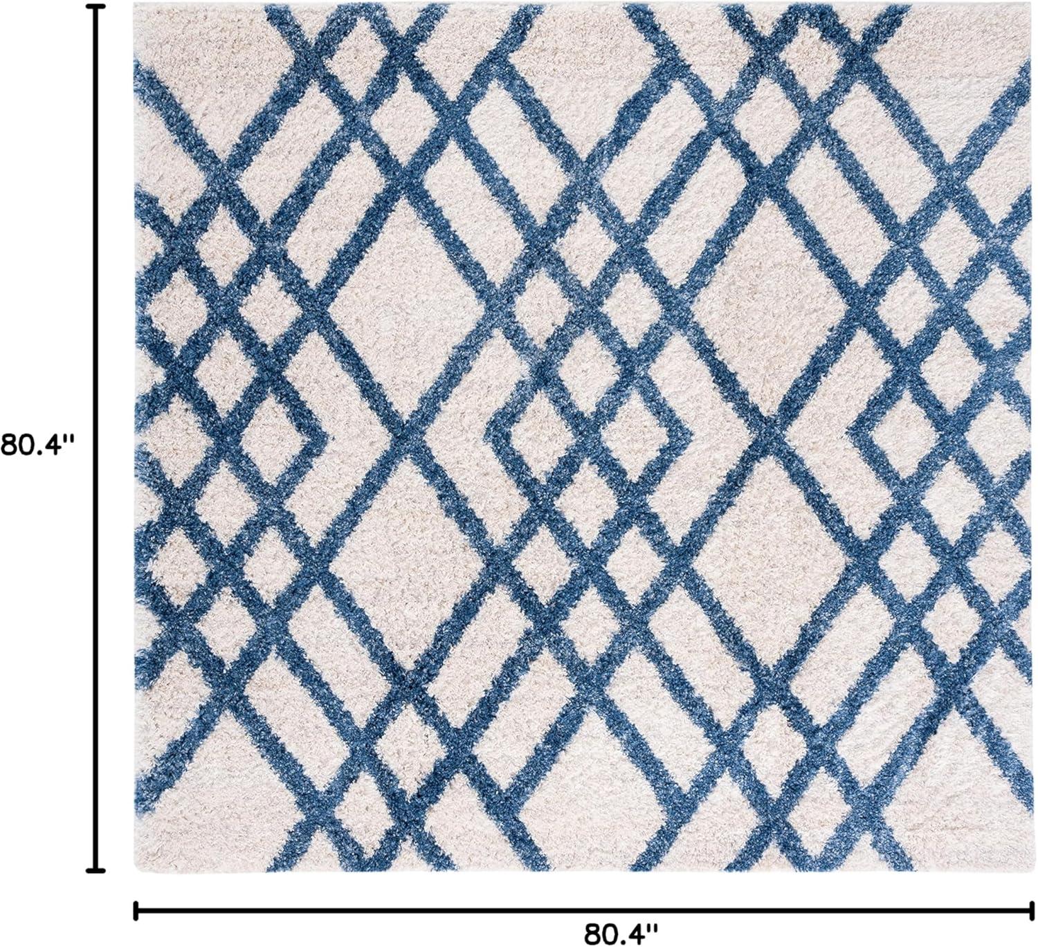 image:imageSAFAVIEH Berber Shag Collection 5 x 7 CreamGrey BER214A Moroccan NonShedding Living Room Bedroom Dining Room Entryway Plush 12inch Thick Area RugIvoryBlue