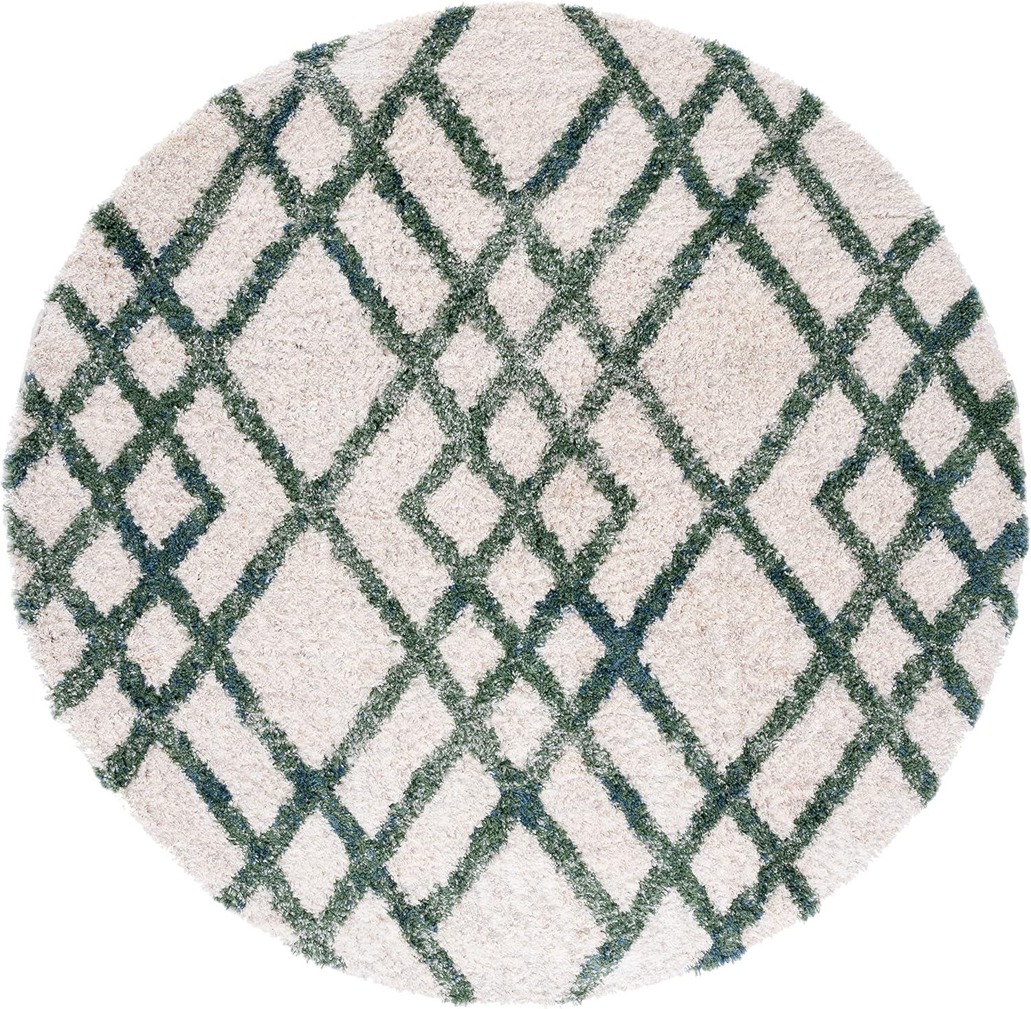 image:imageSAFAVIEH Berber Shag Collection 5 x 7 CreamGrey BER214A Moroccan NonShedding Living Room Bedroom Dining Room Entryway Plush 12inch Thick Area RugIvoryGreen