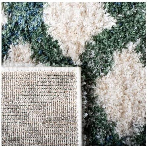 image:imageSAFAVIEH Berber Shag Collection 5 x 7 CreamGrey BER214A Moroccan NonShedding Living Room Bedroom Dining Room Entryway Plush 12inch Thick Area RugIvoryGreen