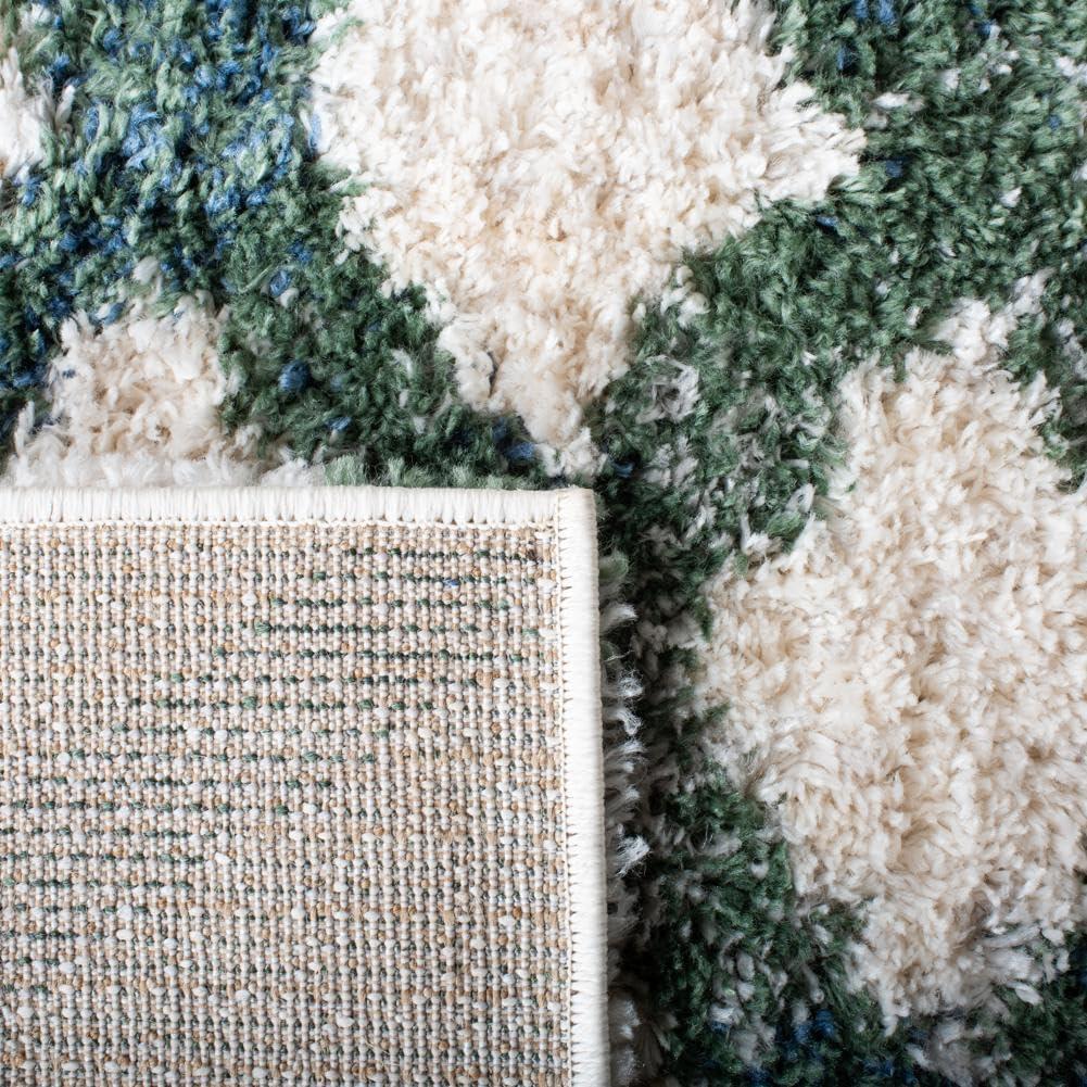 image:imageSAFAVIEH Berber Shag Collection 5 x 7 CreamGrey BER214A Moroccan NonShedding Living Room Bedroom Dining Room Entryway Plush 12inch Thick Area RugIvoryGreen