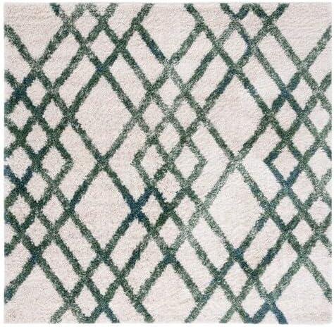 image:imageSAFAVIEH Berber Shag Collection 5 x 7 CreamGrey BER214A Moroccan NonShedding Living Room Bedroom Dining Room Entryway Plush 12inch Thick Area RugIvoryGreen