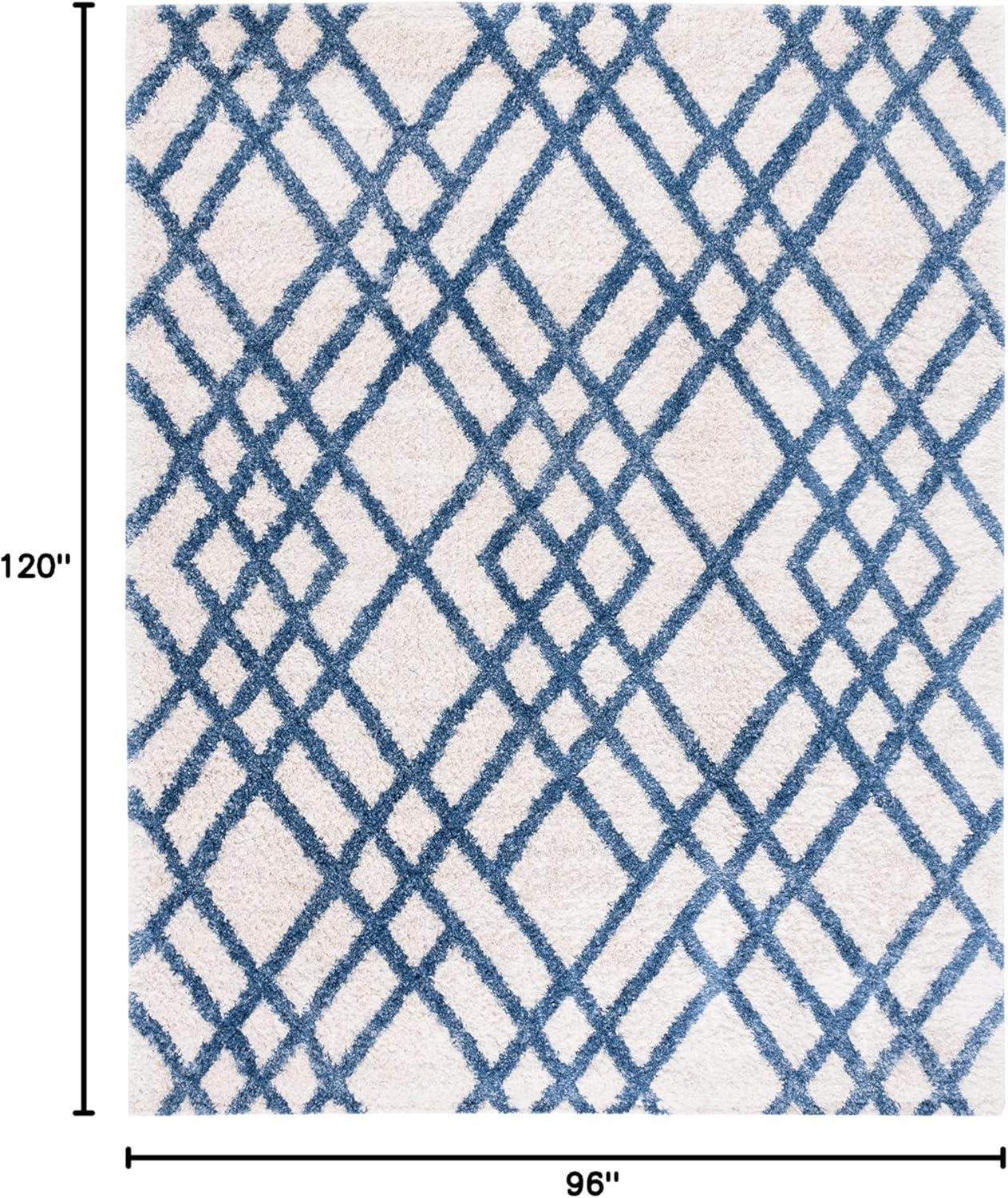 image:imageSAFAVIEH Berber Shag Collection 5 x 7 CreamGrey BER214A Moroccan NonShedding Living Room Bedroom Dining Room Entryway Plush 12inch Thick Area RugIvoryBlue