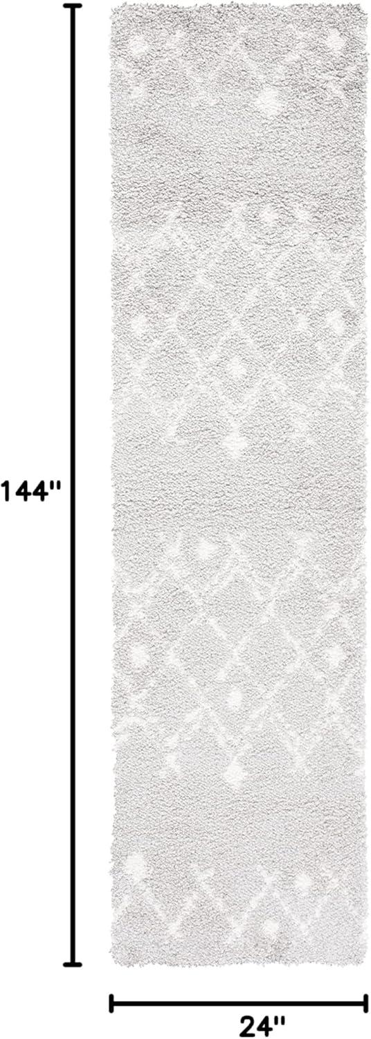 image:imageSAFAVIEH Berber Shag Collection 55 x 77 Cream Navy BER164D Moroccan NonShedding Living Room Bedroom Dining Room Entryway Plush 125inch Thick Area RugLight GreyCream
