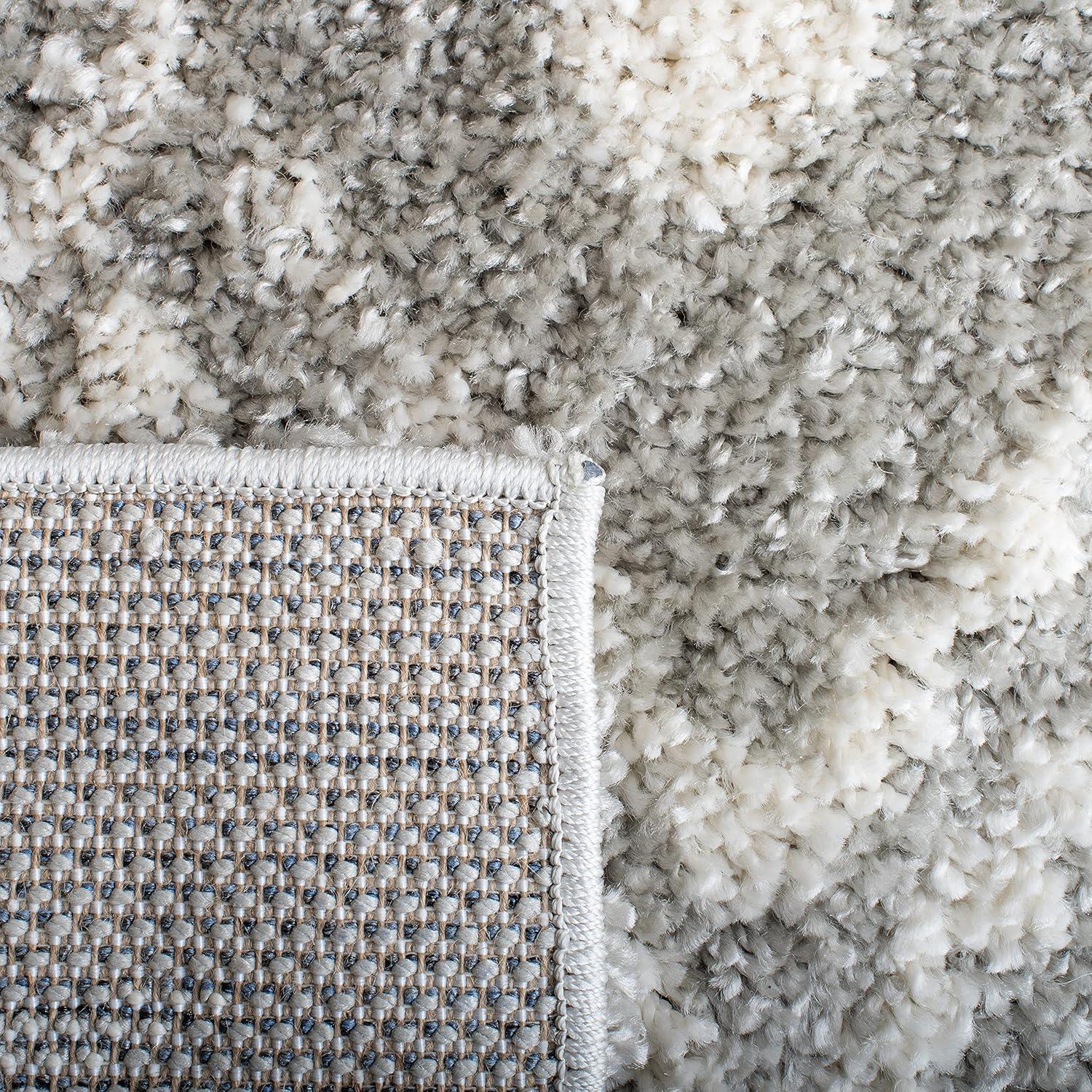 image:imageSAFAVIEH Berber Shag Collection 55 x 77 Cream Navy BER164D Moroccan NonShedding Living Room Bedroom Dining Room Entryway Plush 125inch Thick Area RugLight GreyCream