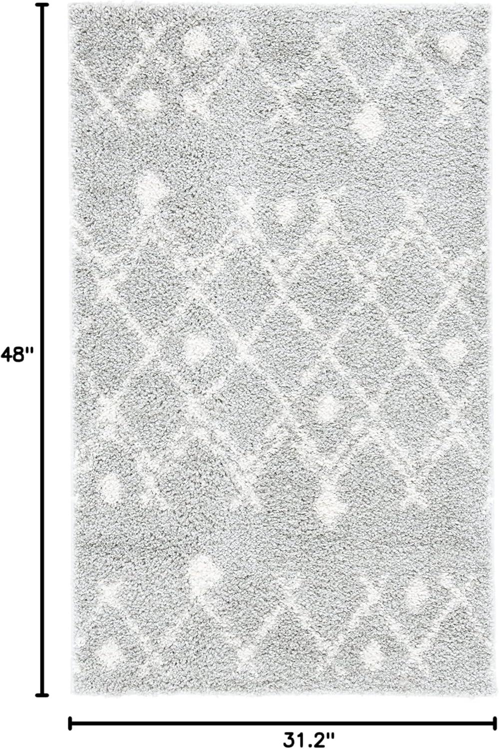 image:imageSAFAVIEH Berber Shag Collection 55 x 77 Cream Navy BER164D Moroccan NonShedding Living Room Bedroom Dining Room Entryway Plush 125inch Thick Area RugLight GreyCream